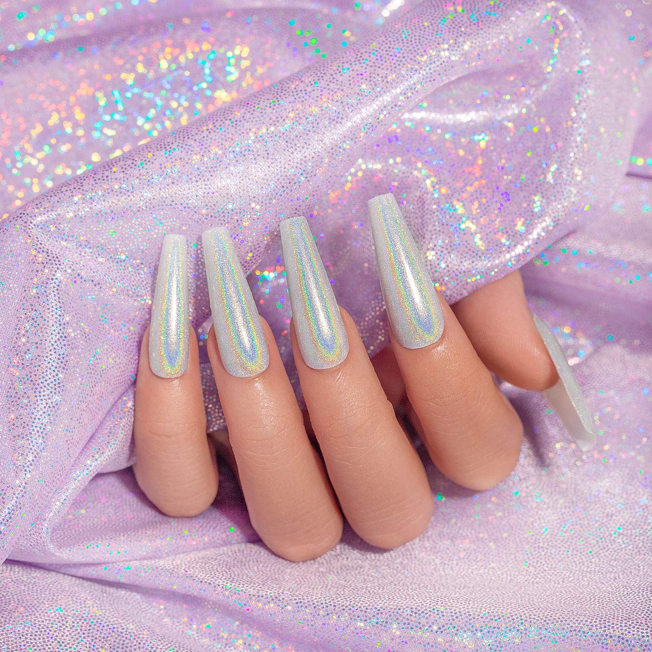 RARJSM Holographic Nail Polish Set Silver Glitter 1PCS 7.5ML Metallic Gel Polish UV/LED Lamp Curved for Salon Nail Art Gift