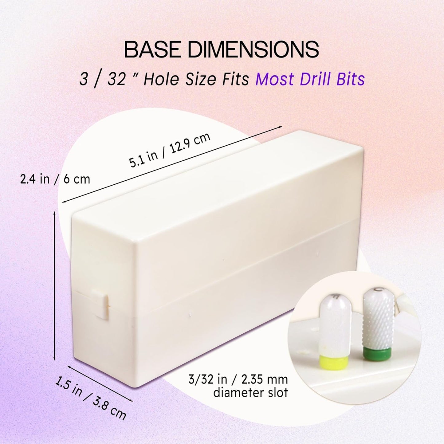 PANA Rectangle Nail Drill Bit Holder Display Organizer Case - Dustproof Carbide Bit Storage Container Box For Manicure Tools Nail Salon - 30 Holes White (Drill Bits Not Included)