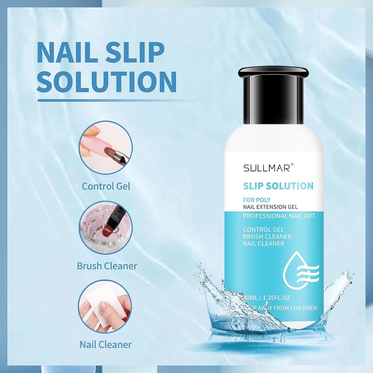 Nail Slip Solution 2.7 fl.oz for Poly Nail Gel Kit Professional Nail Extension for Nail Thickening Solutions