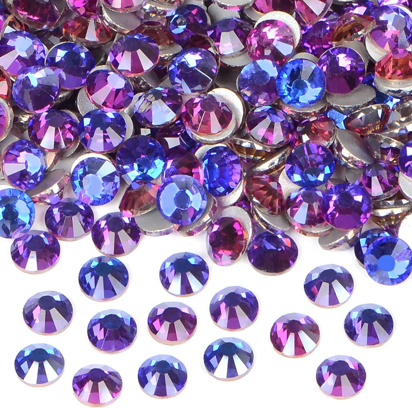 288PCS Art Nail Rhinestones Non Hotfix Glue Fix Round Crystals Glass Flatback for DIY Jewelry Making with one Picking Pen (ss30 288pcs, Purple Velvet)