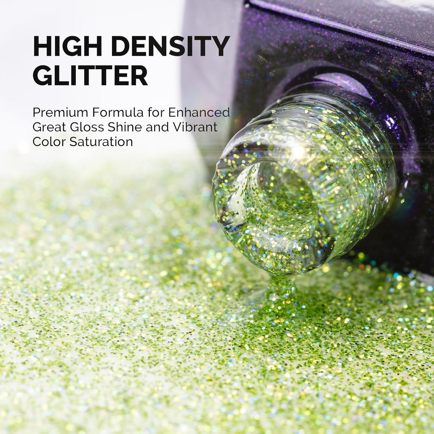 MelodySusie Galaliver Glitter Gel Nail Polish, 15ML Sparkly Shimmer Gel Polish Soak Off UV LED Cured Long Lasting Gift for Women DIY Nail Design Nail Art Manicure Elf Green X08