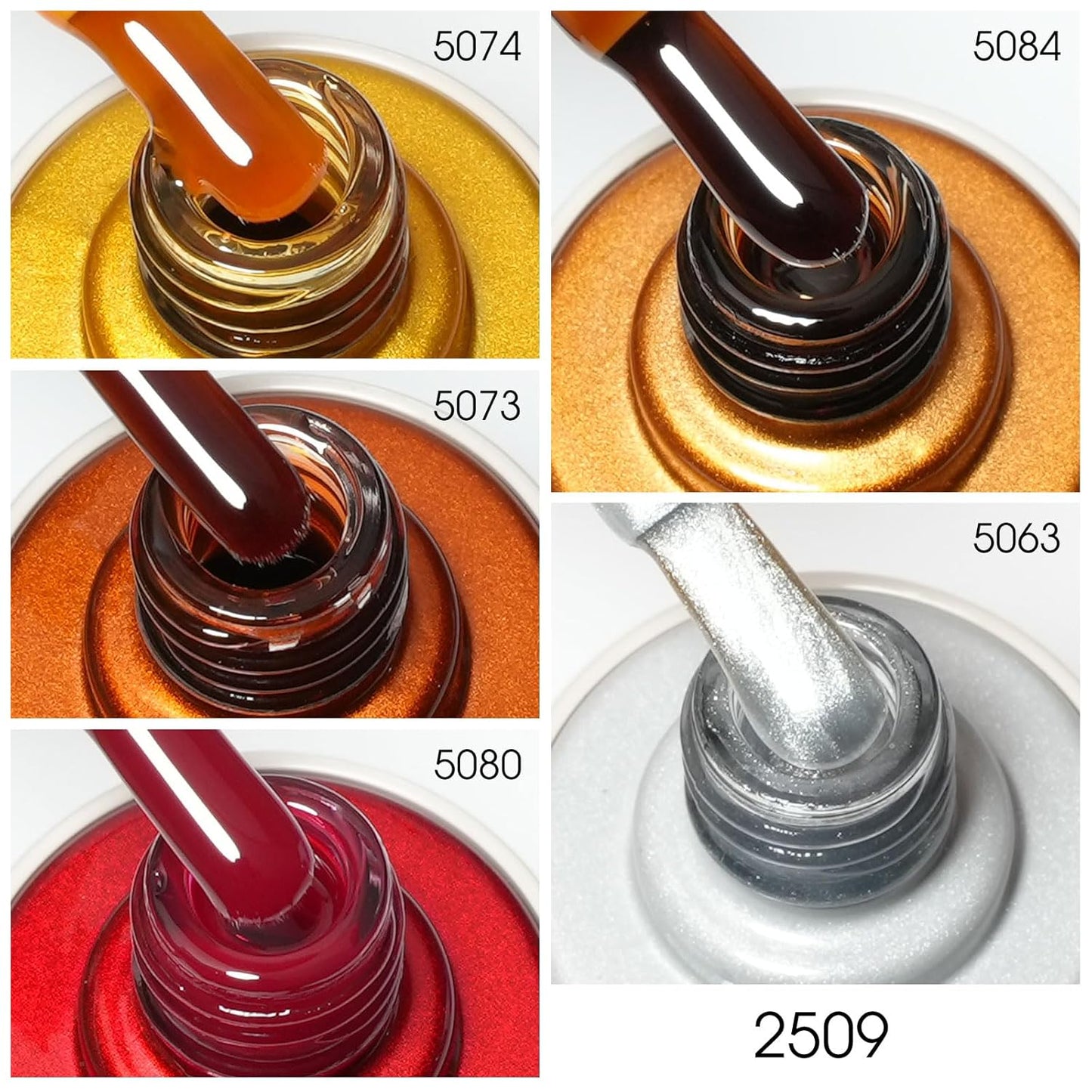 VENALISA Gel Nail Polish Set, 5 Colors 10ML Gel Polish Kit Jelly Color Brown Yellow Orange Red Cat Eye Glitter Soak Off Salon Manicure DIY at Home Nail Art For Girls Women