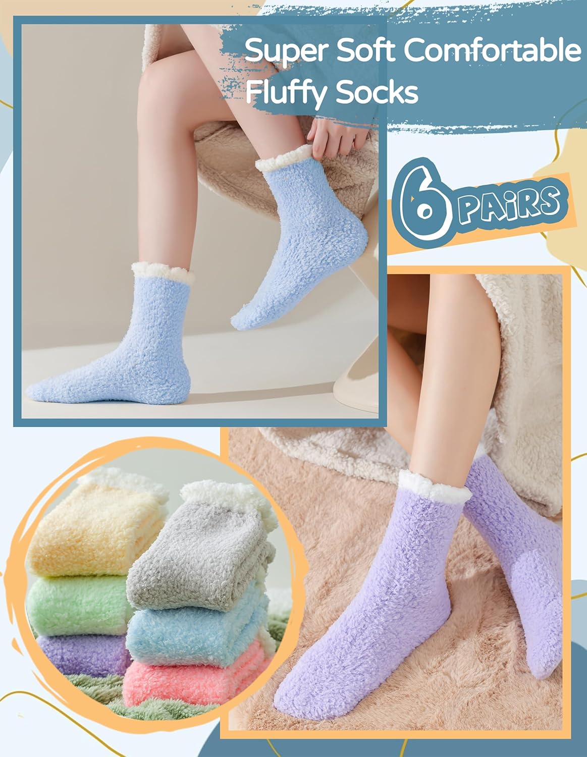 TEHOOK Warm & Cozy Gifts for Women, Stocking Stuufers, Fluffy Fuzzy Plush Sleeping Slipper Socks - Soft Warm Fabric