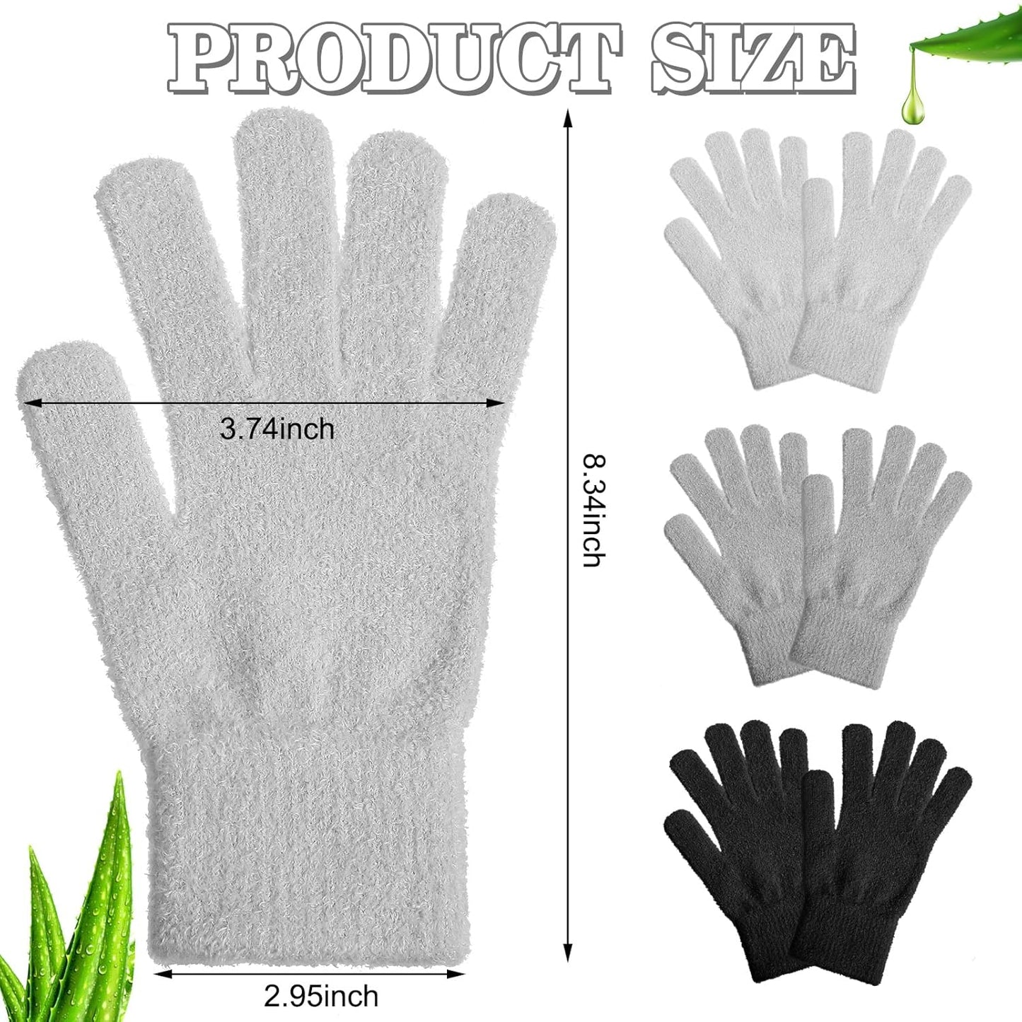 3 Pairs Moisturizing Aloe Gloves for Dry Hands Overnight Aloe Spa Infused Hydrating Cracked Hand Moisturizer Gloves for Women Men Chapped Skin(Vintage Color)