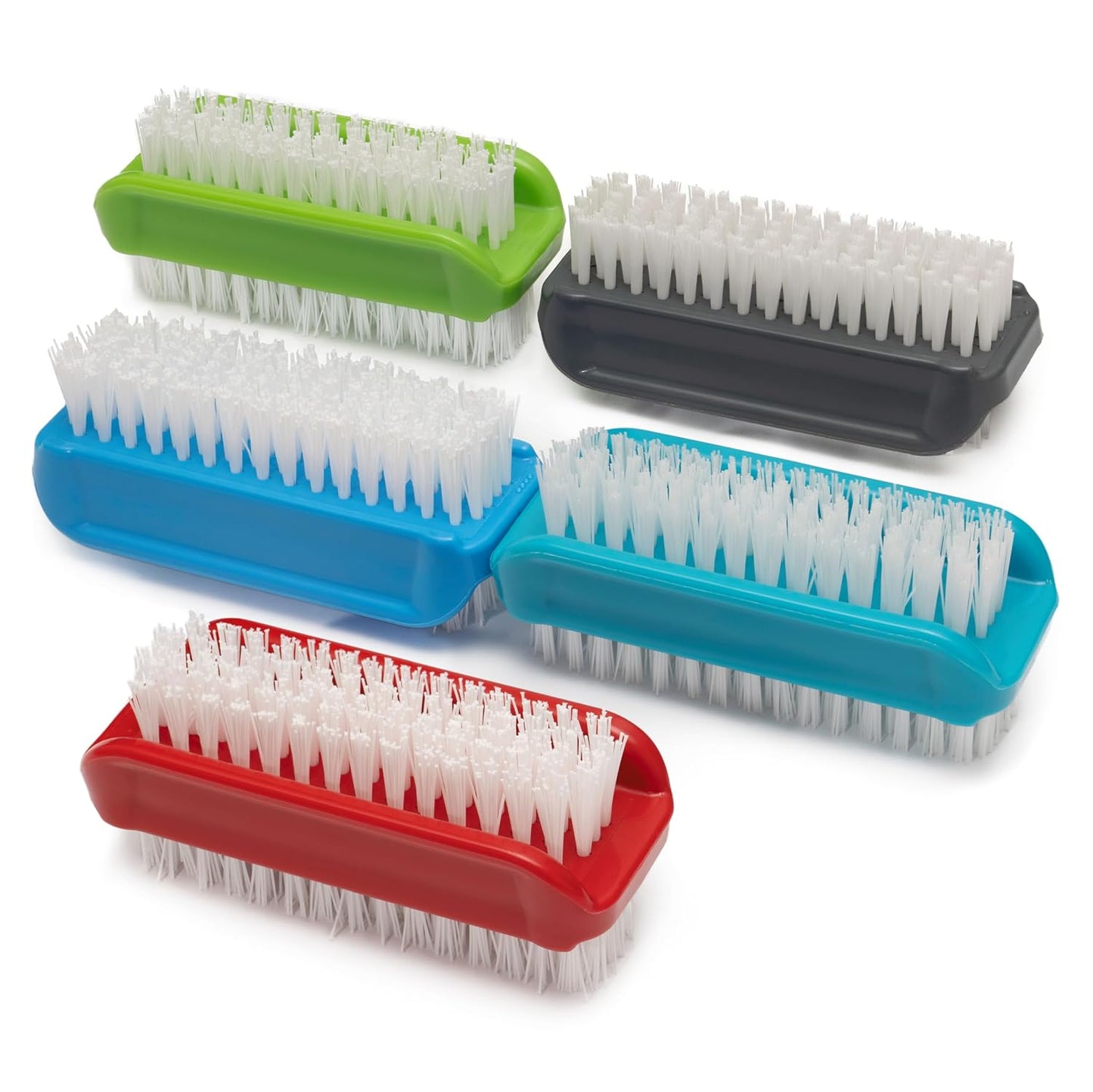 KONEX Two-Sided Nail Brush | Cleaning Fingernails, Stiff Bristle Nail Scrubber Brush, Durable Nail Cleaning Brush | Manicure & Pedicure Care, Professional Quality (Set of 5)