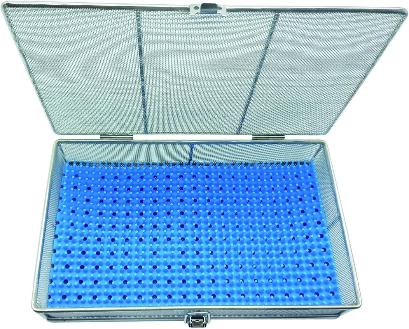 Sterilization Tray with Lid & Silicone Mat – 9.84"x5.9"x2" (25x15x5cm), 304 Stainless Steel Instrument Tray – Perforated Mesh Instrument Basket for Medical, Surgical, Dental Clinics, Hospitals & Labs