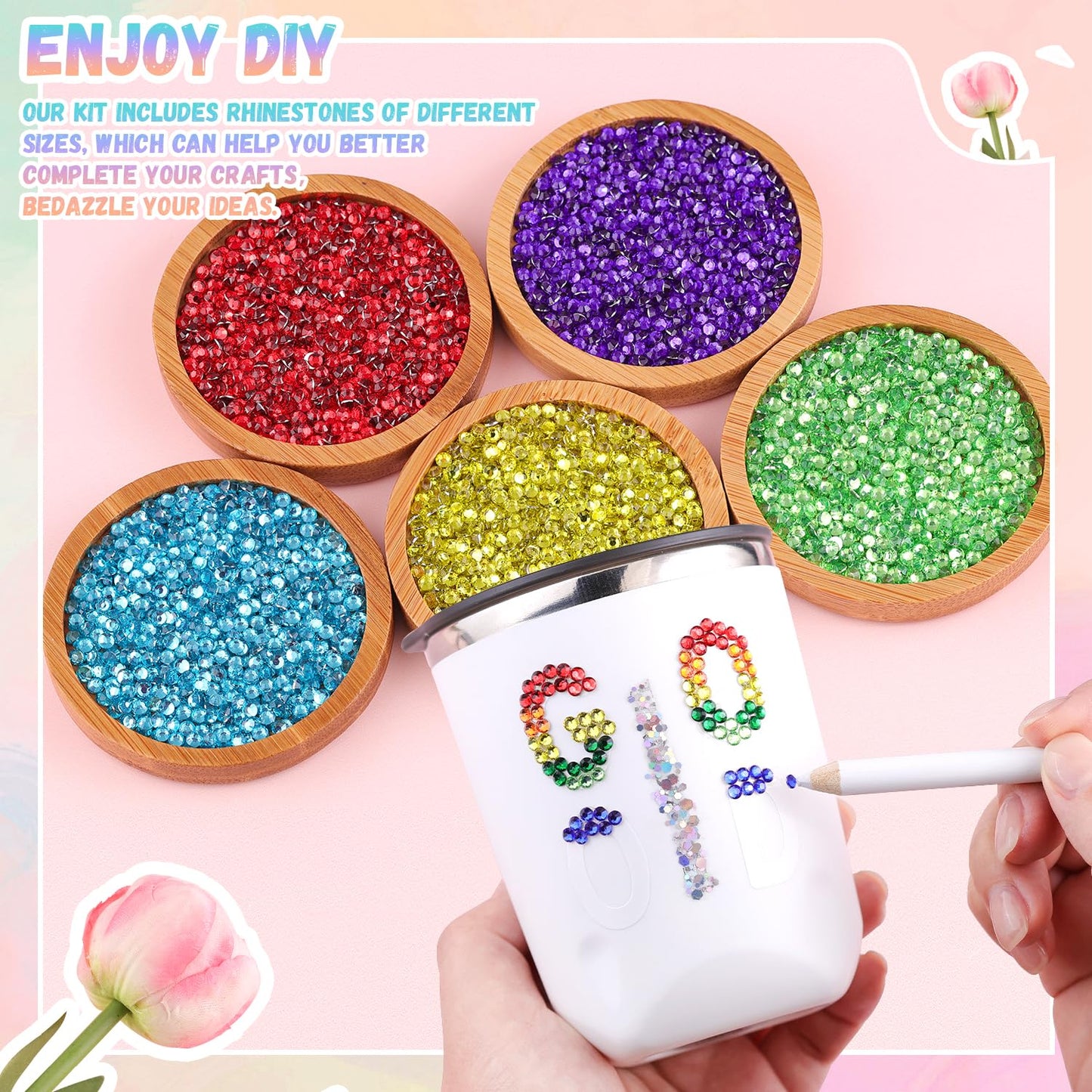 24000Pcs Resin Rhinestones for Bedazzling with B7000 Jewelry Glue, Multicolor 3mm Flatback Gems Rhinestones for Crafting, Clothing Tumblers Mugs Shoes Fabric Decor Nail Art
