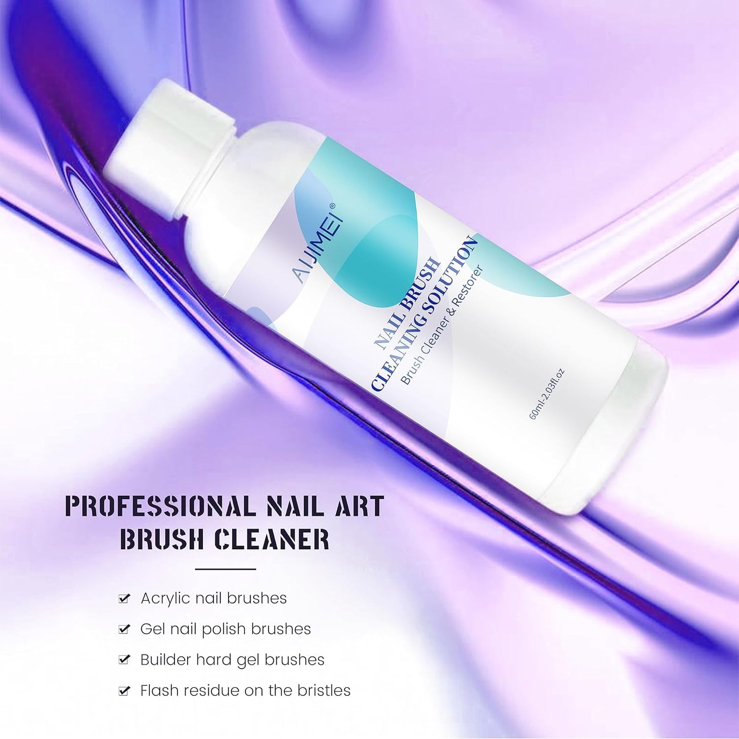 Nail Brush Cleaner Gel Restorer Solution Acrylic Nail Brush Cleaner Gel Quickly Clean for Acrylic Nail Brushes,Glitter Gel Nail polish Brushes,Builder Hard Gel Brush (60mlSet)