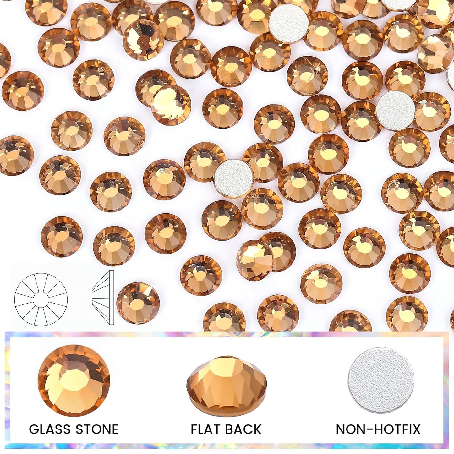 Novani Brown Rhinestones Flatback Rhinestones Glass Gems Stones Jewels Round Gemstones Non-Hotfix Crystal for Crafts,SS30,288 Pieces,Topaz