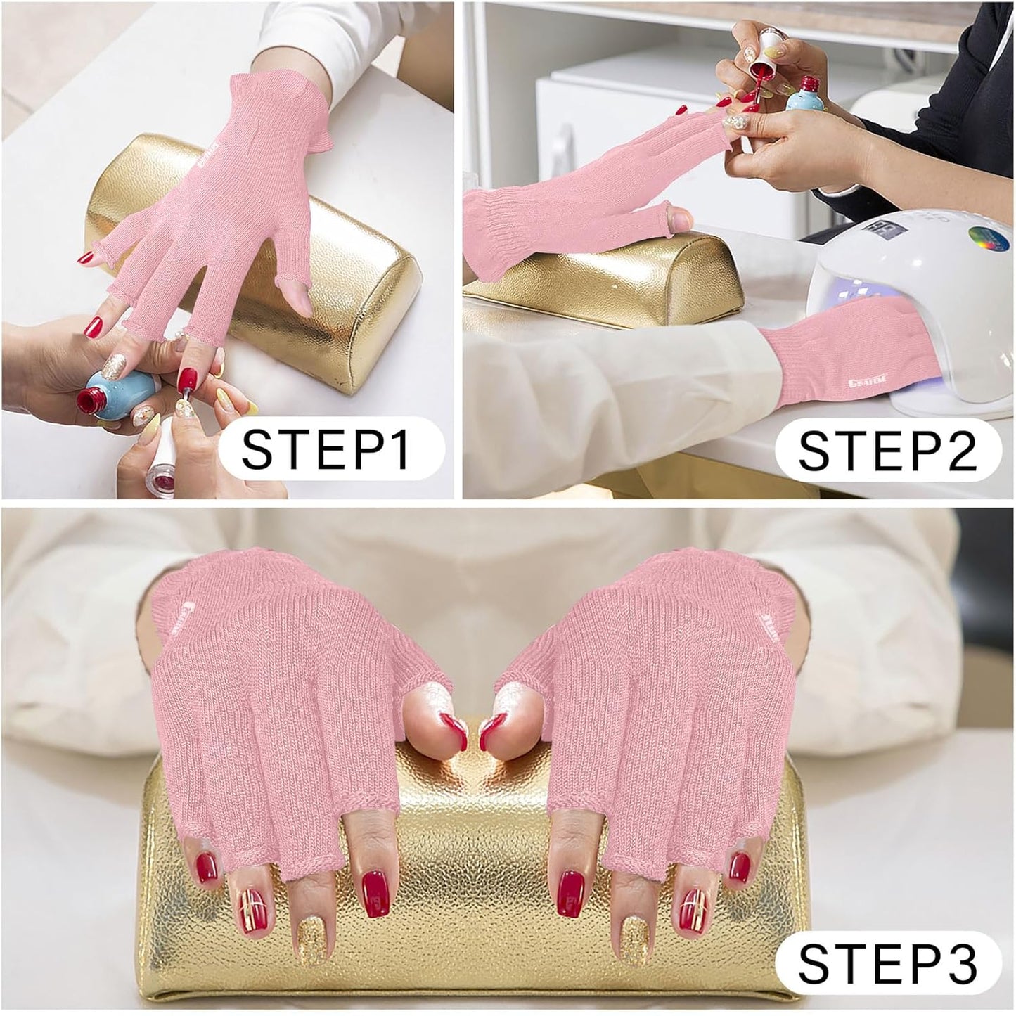 GSAFEME Cotton Gloves for Dry Hands - Fingerless Touchscreen Moisturizing Gloves for Sleeping - Cotton Eczema Gloves for Men and Women, Pink L/XL 1 Pair