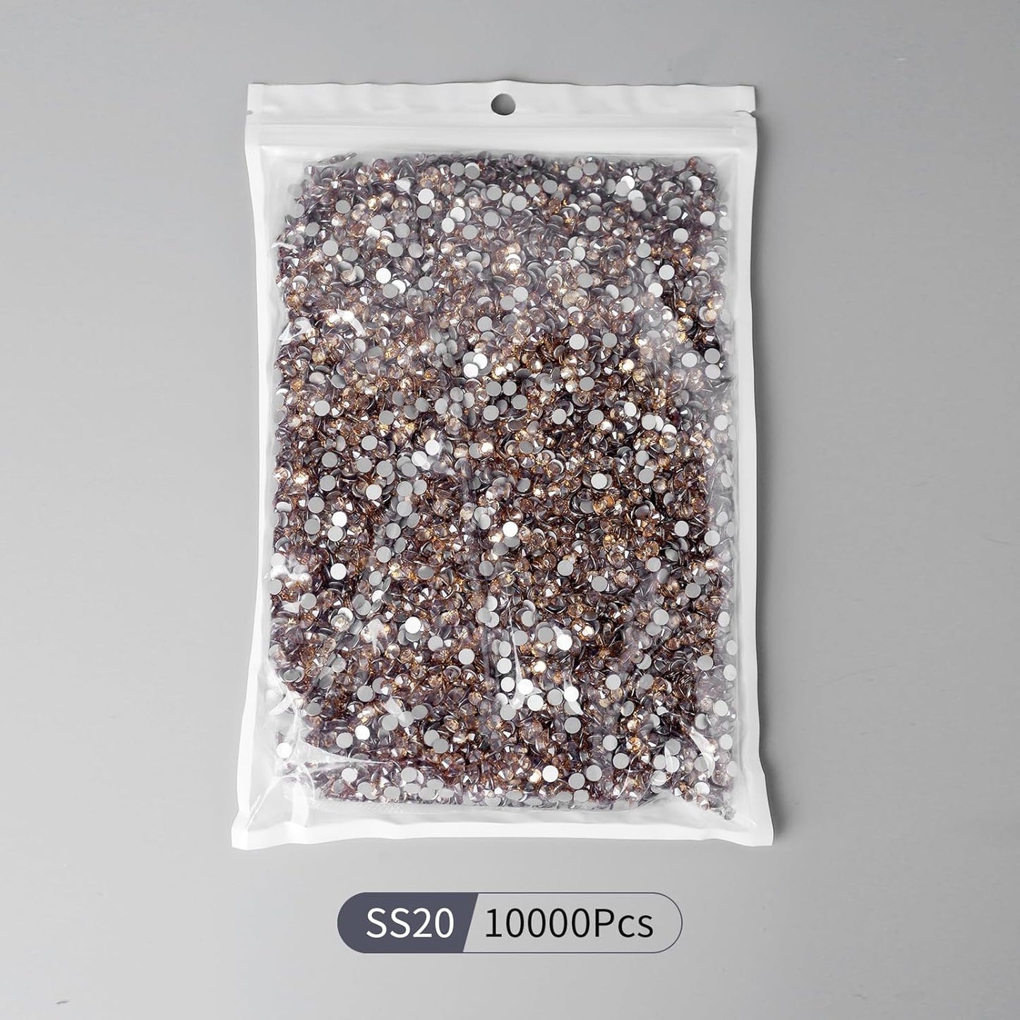 10000PCS Golden Shadow Rhinestones Bulk, Flat Back Crystal Glass Stone Round Gems,SS20, 4.6-4.8mm
