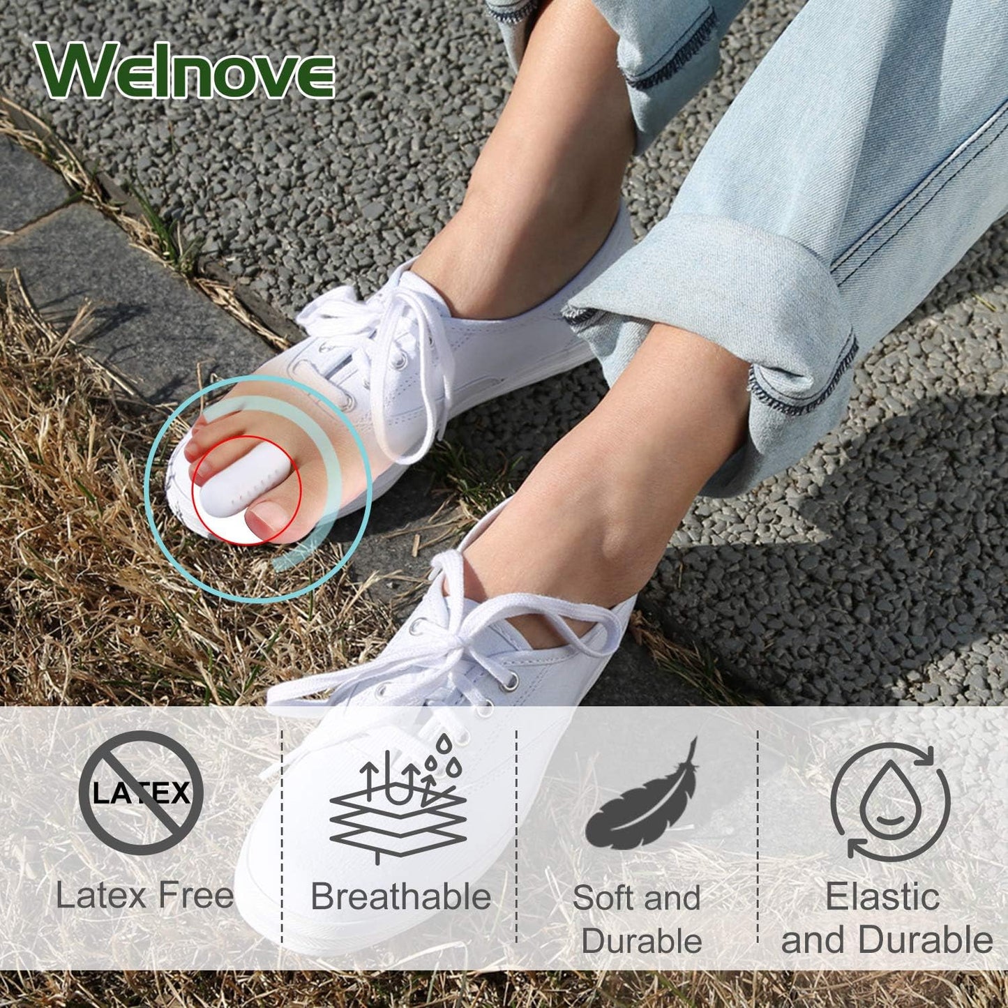 Welnove Pack of 12 Toe Protector, Pinky Toe Caps, Gel Toe Sleeves with Breathable Hole, Pain Relief for Corns, Blisters and Ingrown Toenails (Shoe Sizes: Women: 6-11 / Men: 6-10)