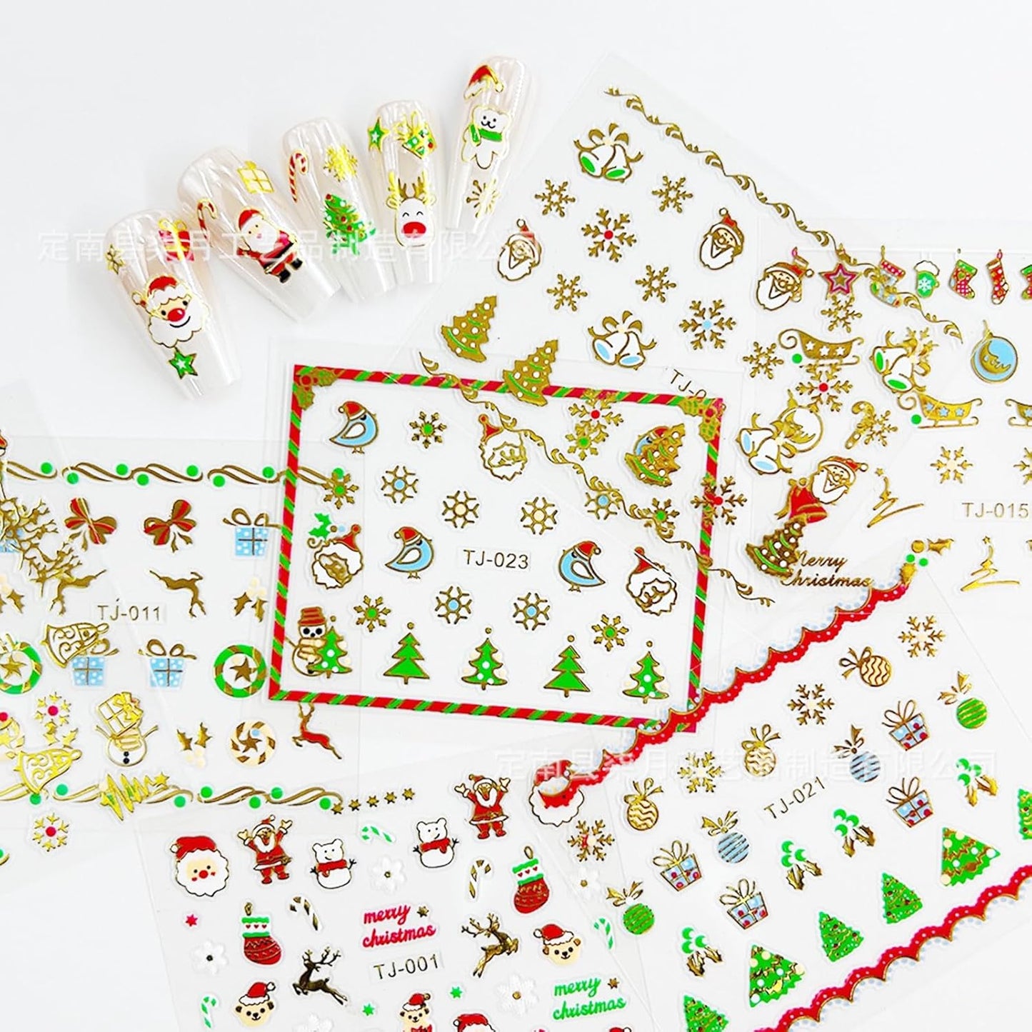 30 Sheets Christmas Nail Art Stickers Christmas Nail Decals 3D Self Adhesive Santa Claus Elk Snowman Christmas Tree Nail Art Supplies Winter Nail Stickers for Women DIY Acrylic Nail Decorations