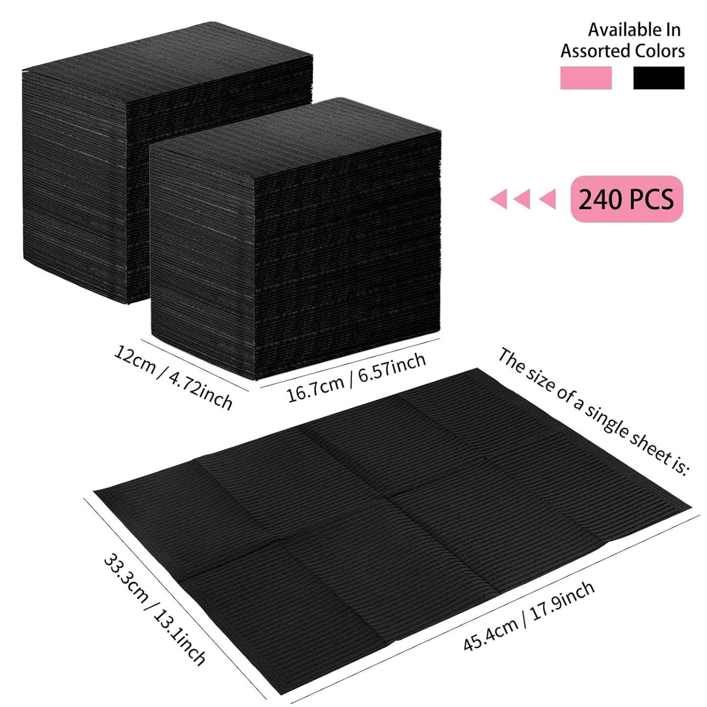 240pcs Disposable Nail Mats Foldable Nail Paper Towels, Table Acrylic Nail Practice Sheet, 3 Ply Waterproof Clean Nail Table Practice Mat for Salon Manicure Tattoo,Nail Art Accessories 13"x18" (Black)