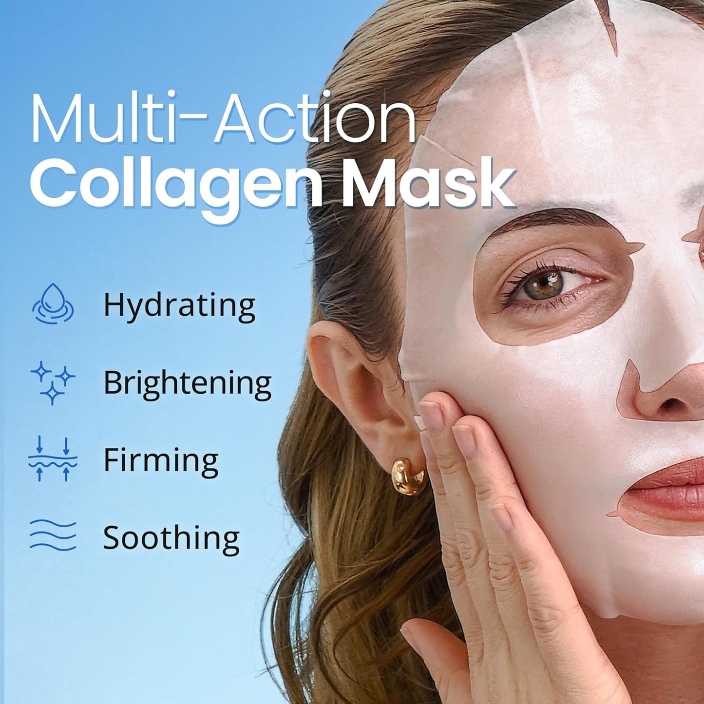 Ebanel 15 Pack Collagen Face Mask with Hyaluronic Acid, Vitamin C, Peptide, Aloe, Instant Brightening Hydrating Face Masks Skincare Korean Sheet Mask, Skin Firming, Lifting Anti Aging Facial Masks