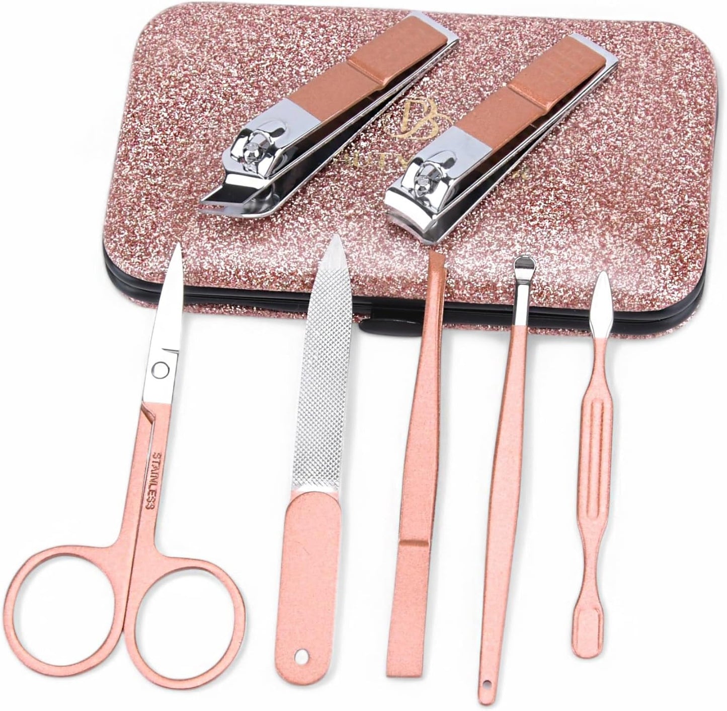 Manicure Set Nail Clipper Kit Personal Care Manicure Pedicure Set Mens Womens Accessories Nail Grooming Kit Personal Care Set (Pink and Black)