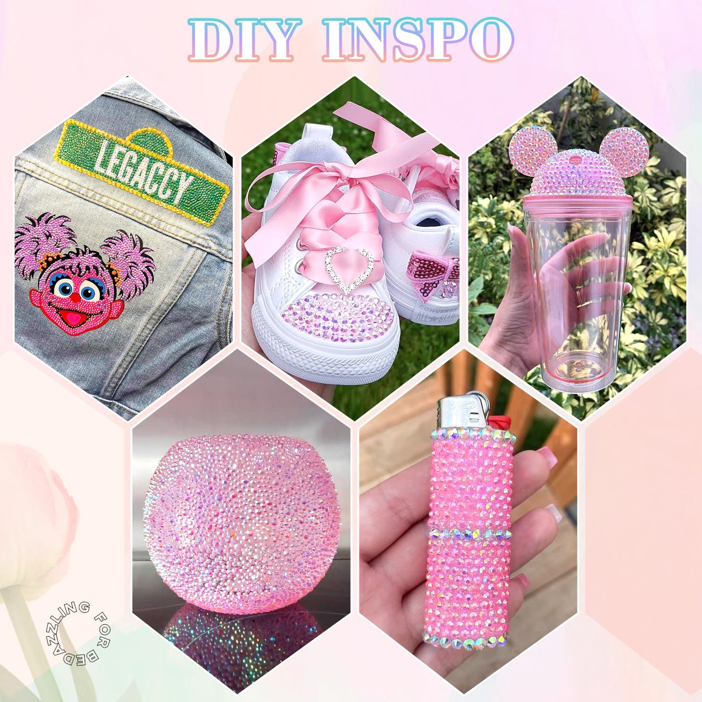 30000Pcs Resin Rhinestones for Bedazzling with B7000 Jewelry Glue, Light Pink AB Flatback Gems Rhinestones for Crafting, Clothing Tumblers Mugs Shoes Fabric Decor Nail Art