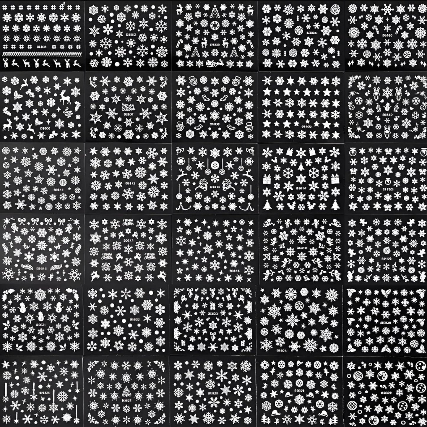 30 Sheets Snowflake Nail Stickers Decals 3D Self-Adhesive White Christmas Nail Art Stickers Santa Claus Elk Snowmen Nail Supplies New Year DIY Nail Decals Accessories