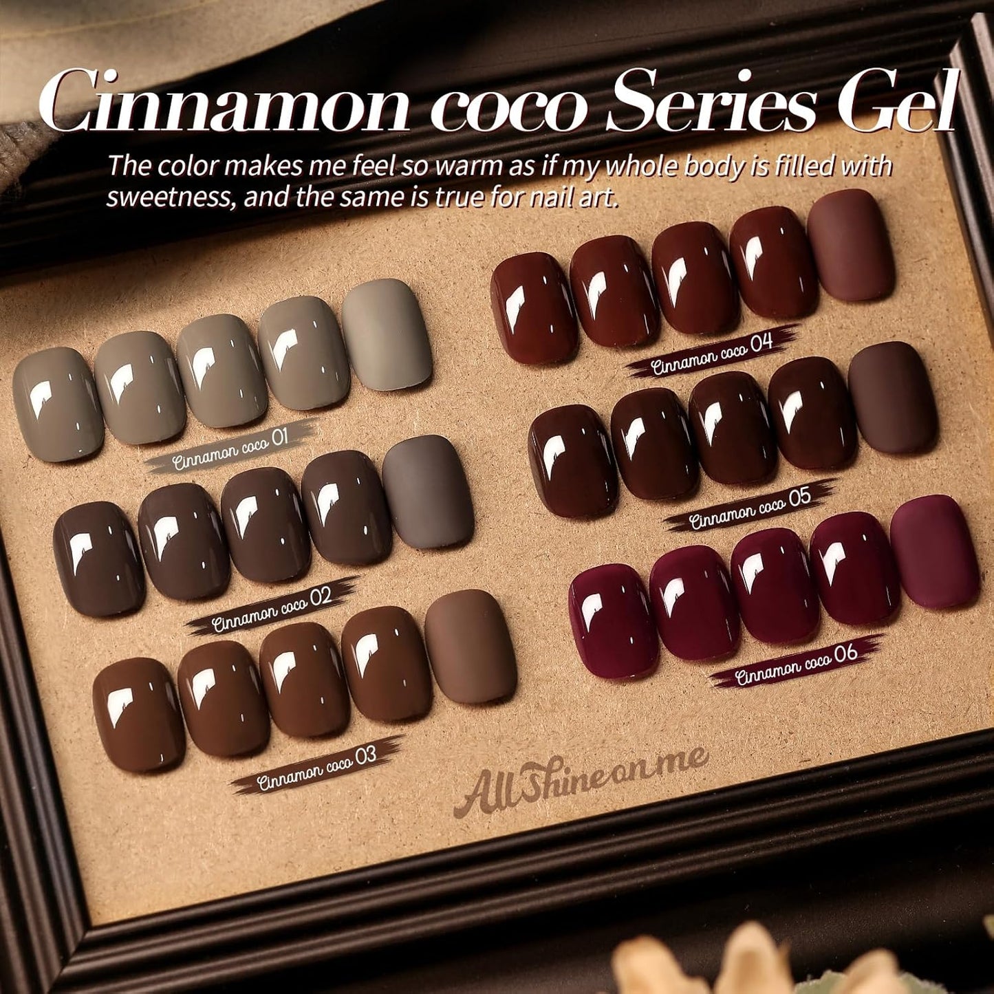 Born Pretty Fall Winter Gel Nail Polish Burgundy Wine Red Caramel Brown Coffee Autumn Gel Polish Set Gel Nail Kit Christmas Gift Nail Art Manicure Collection 6PCS 7ML