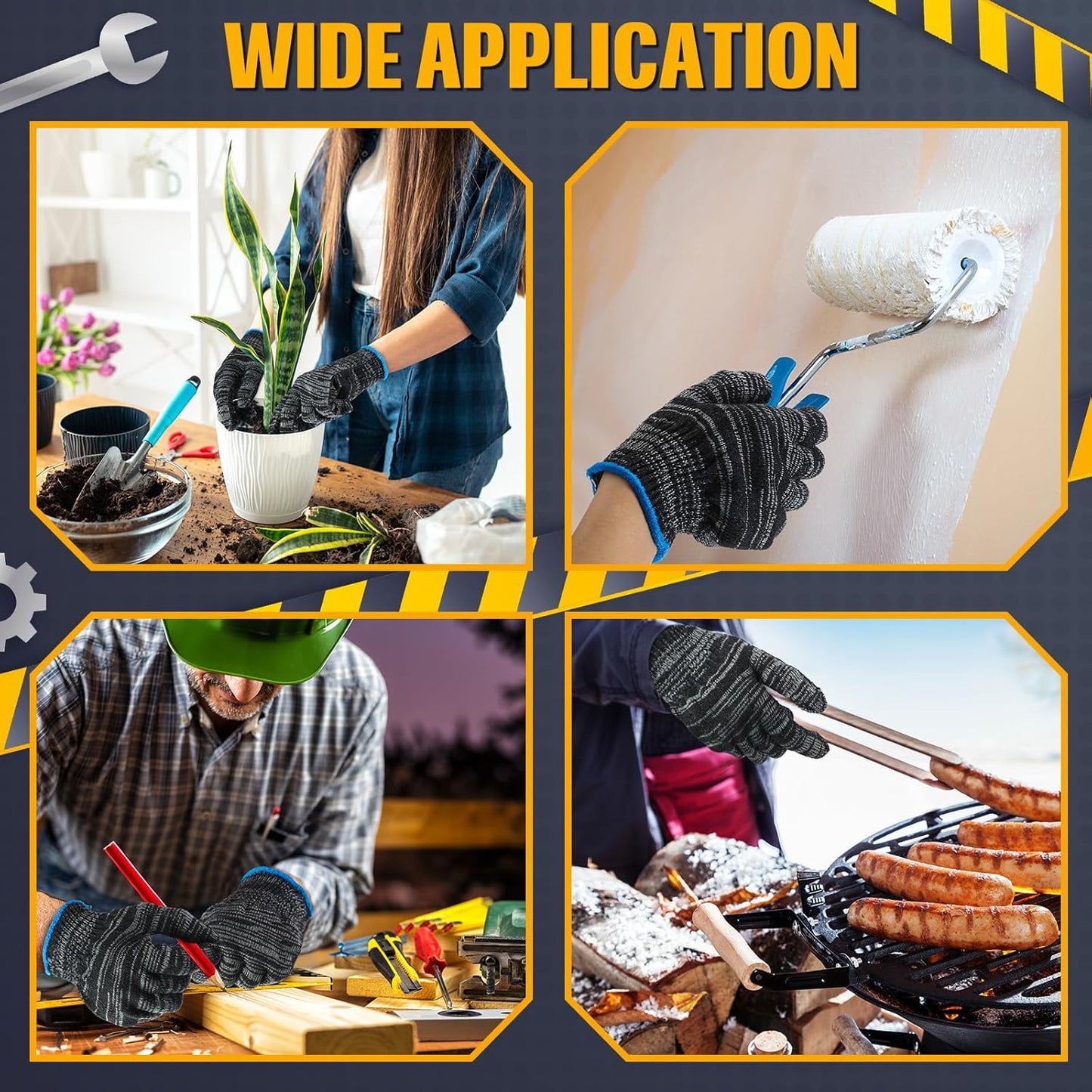 Sureio 100 Pairs Cotton Gloves Hand Cotton Liners Safety Knitted Polyester Gloves for BBQ Roping Men Women