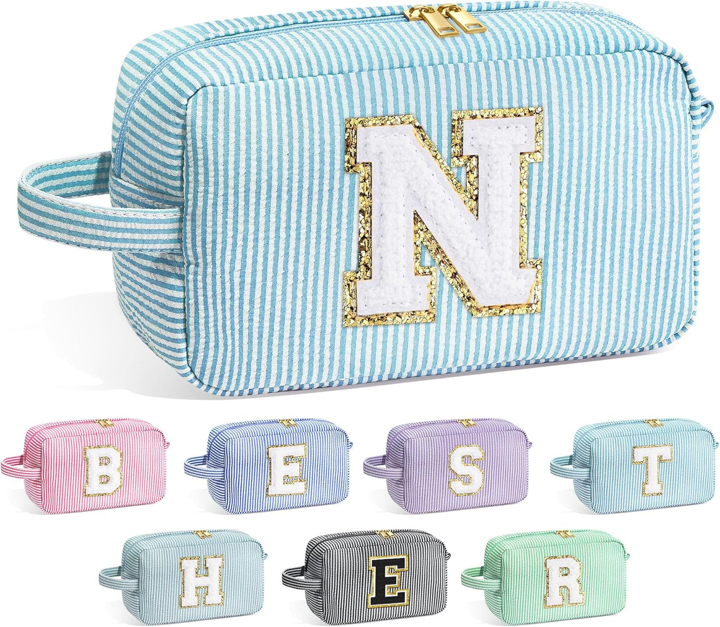 YOOLIFE Gifts for Grandma - Personalized Birthday Gifts for Grandma, Monogram Initial Makeup Bag, Make Up Bag for Women N
