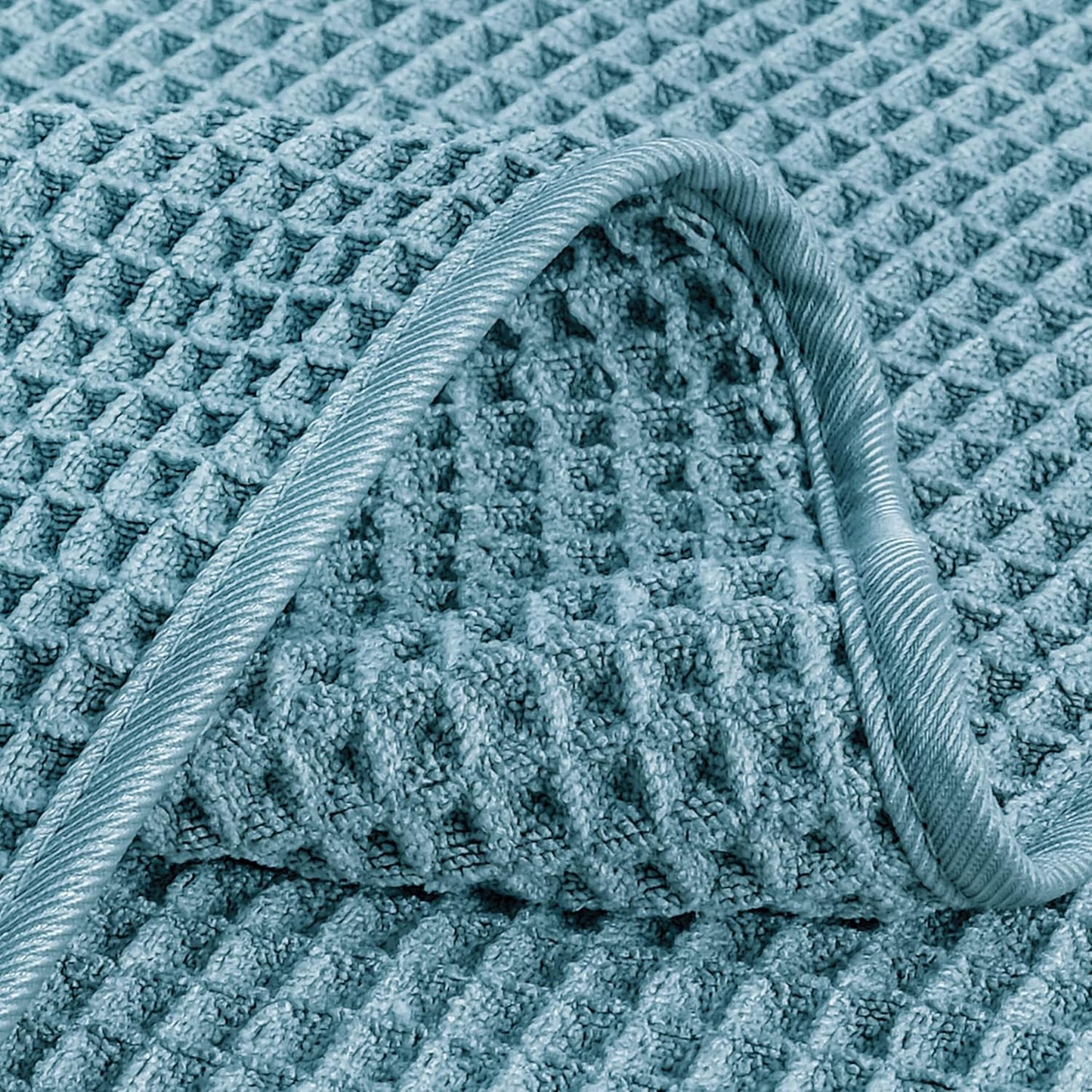 POLYTE Microfiber Lint Free Washcloth Face Towel, 13 x 13 in, 4 Pack (Waffle Weave)