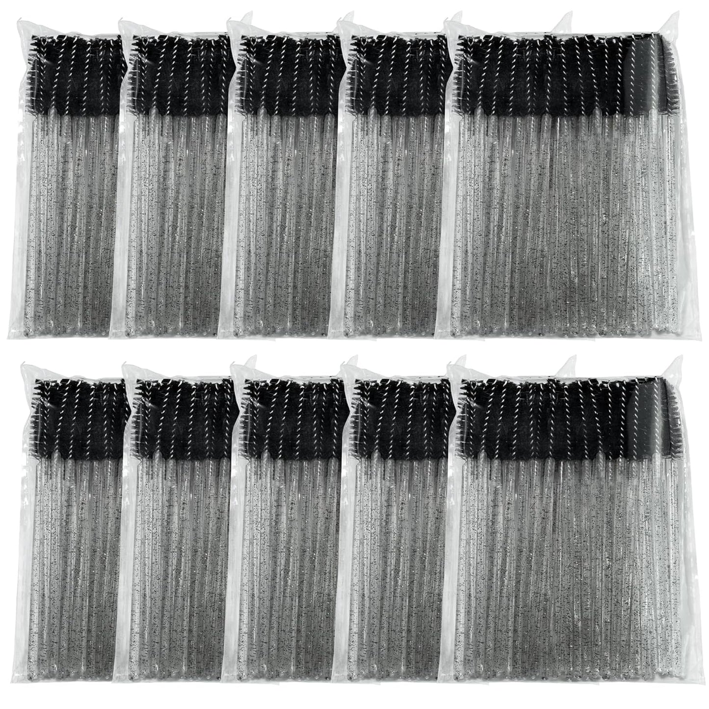 500 Pieces Eyelashes/Eyebrows Brushes, 10CM Lash Removal Cleaning Tools, Crystal Handle, Makeup Tools Mascara Wands(Simple Packaging)-(Crystal Black)