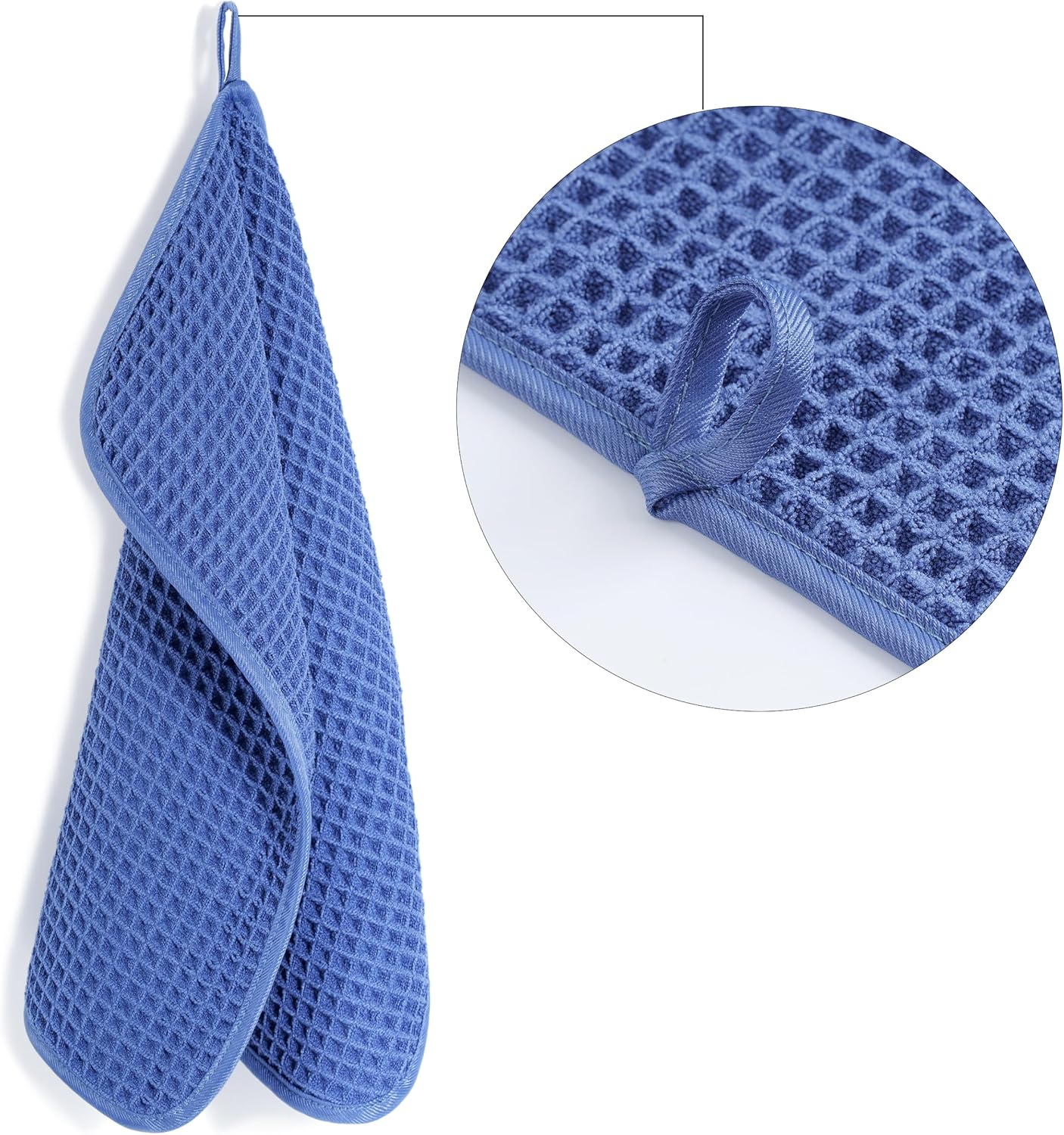 POLYTE Microfiber Lint Free Washcloth Face Towel, 13 x 13 in, 4 Pack (Waffle Weave)