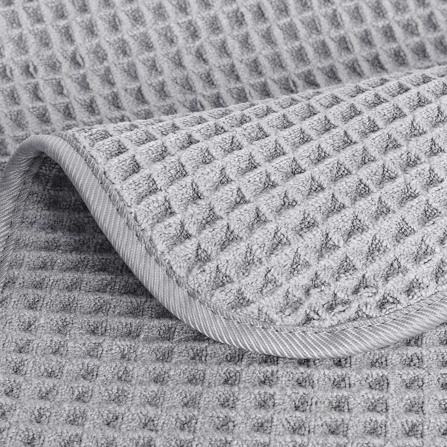 POLYTE Microfiber Lint Free Washcloth Face Towel, 13 x 13 in, 4 Pack (Waffle Weave)