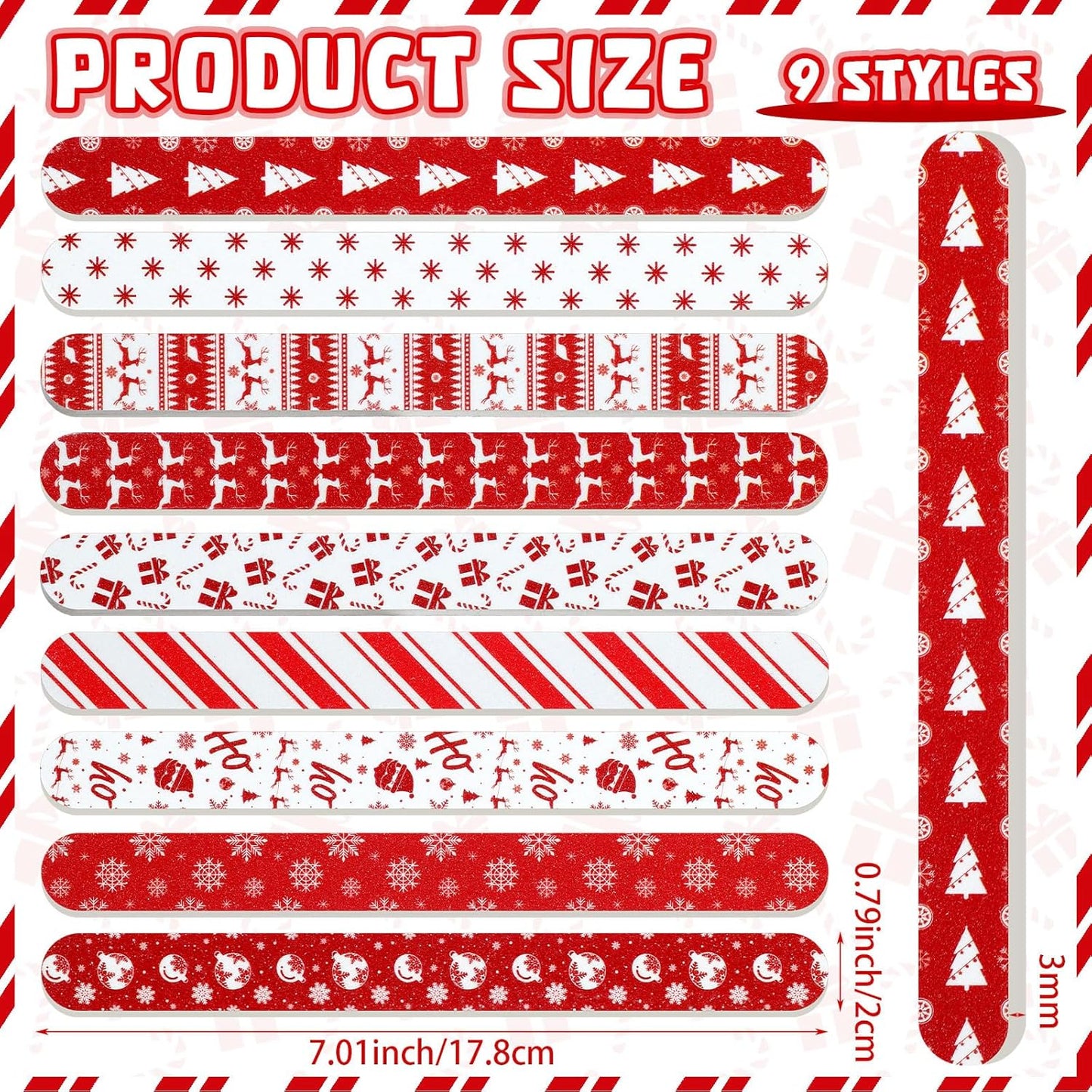45 Pack Christmas Nail Files Gifts Bulk Holiday Emery Boards Double-Sided Christmas Party Nail Files Bulk Stocking Stuffers Christian Gifts for Women Customers Coworkers Staff(Reindeer)