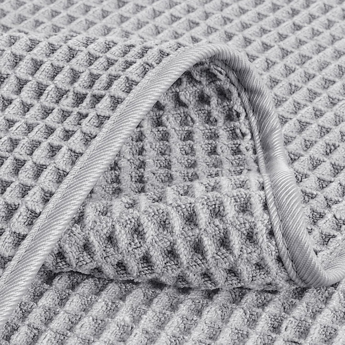 POLYTE Microfiber Lint Free Washcloth Face Towel, 13 x 13 in, 4 Pack (Waffle Weave)