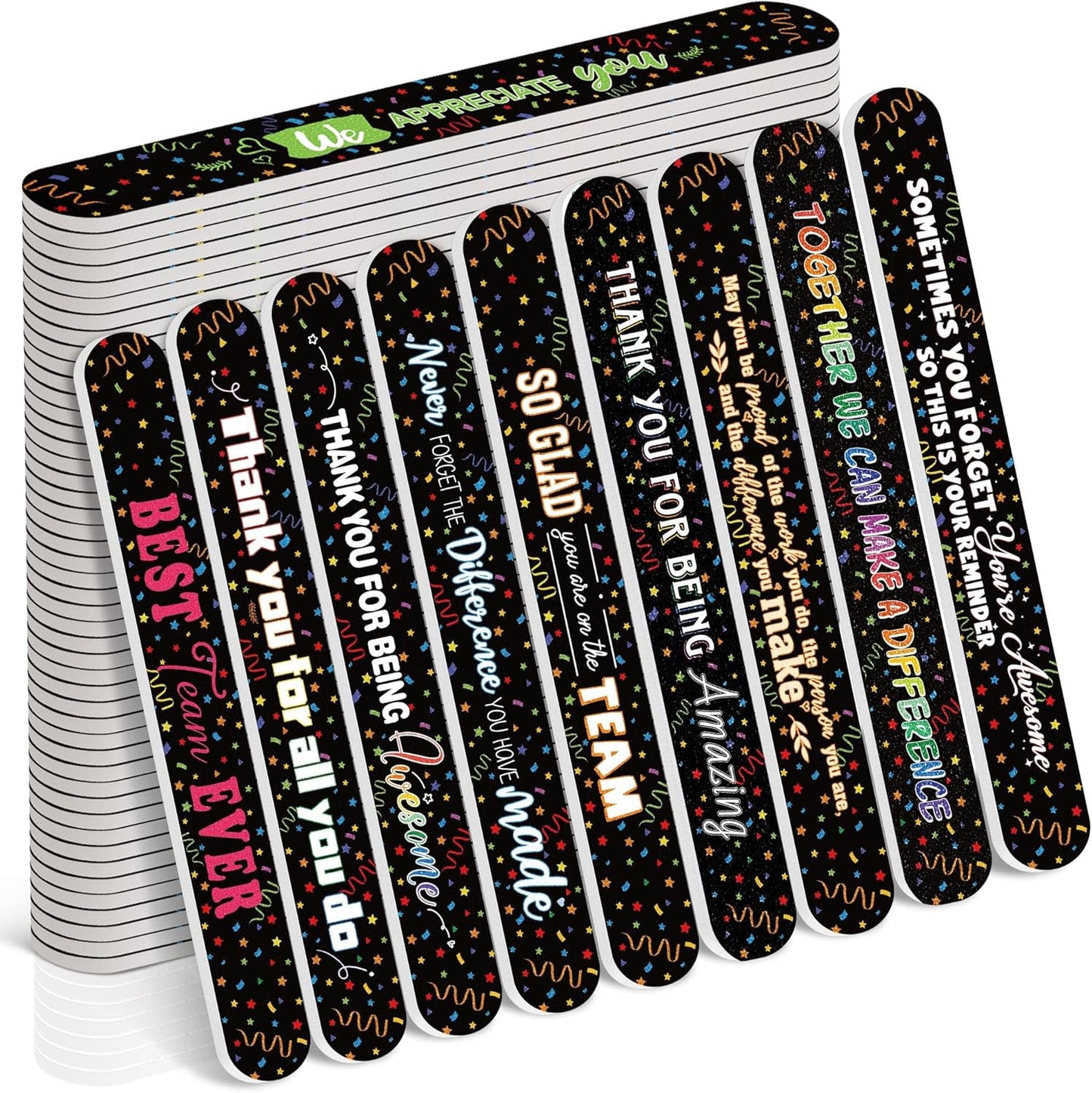 50 Pack Teacher Volunteers Appreciation Gifts Bulk Black Nail Files Emery Boards Employee Staff Team Thank You Gifts Nurse Pastor Appreciation Spa Salon Favors for Women Men Coworkers