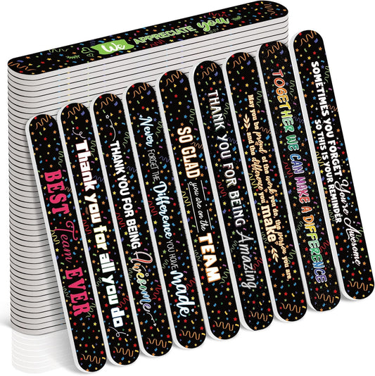 50 Pack Teacher Volunteers Appreciation Gifts Bulk Black Nail Files Emery Boards Employee Staff Team Thank You Gifts Nurse Pastor Appreciation Spa Salon Favors for Women Men Coworkers