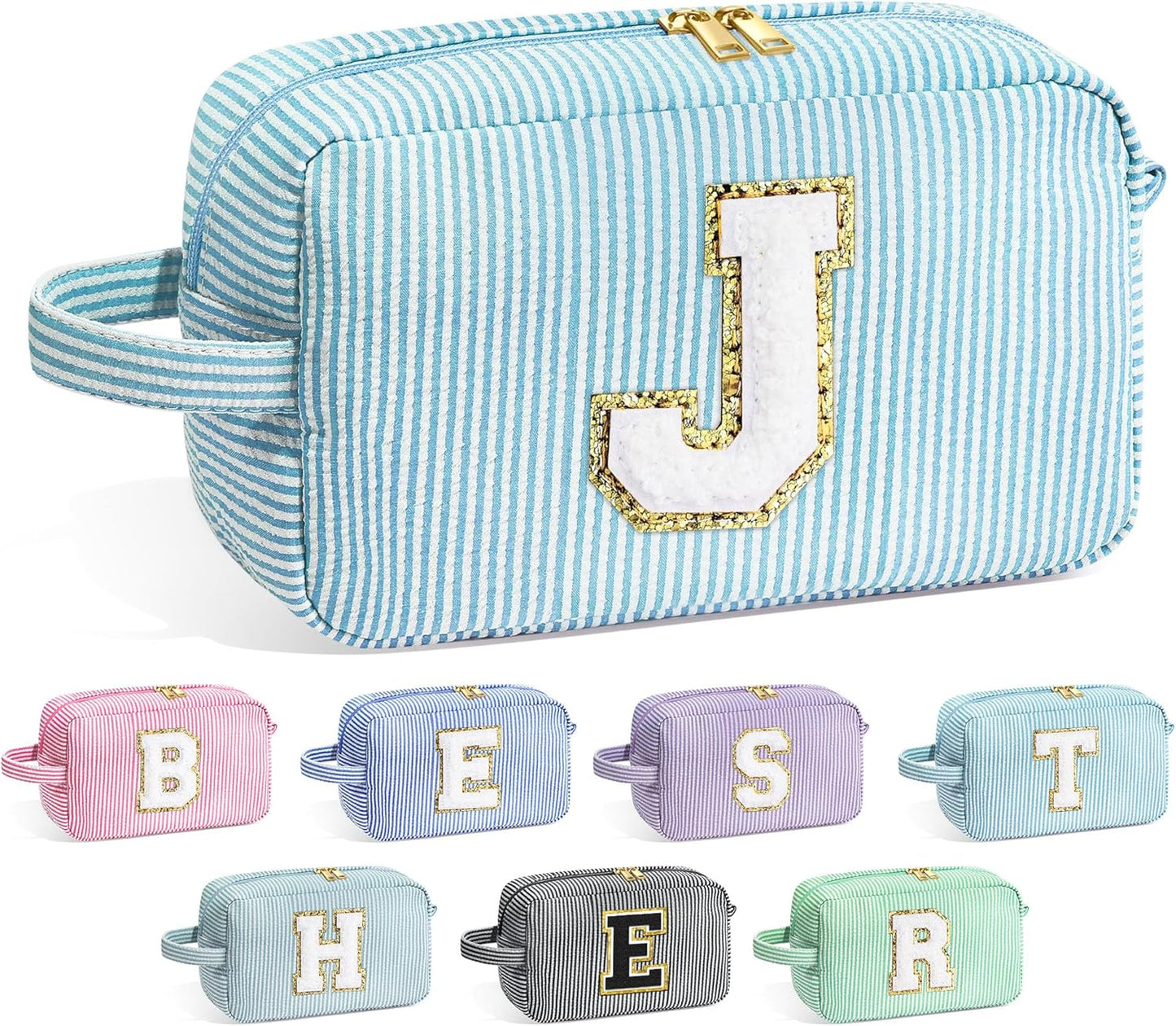 YOOLIFE Valentines Day Gifts - Valentines Day Gifts for Her, 20th 30th 40th 50th 60th Birthday Gifts for Women, Personalized Gifts for Wife Girlfriend Mom Best Teacher Sister, Initial Makeup Bag A