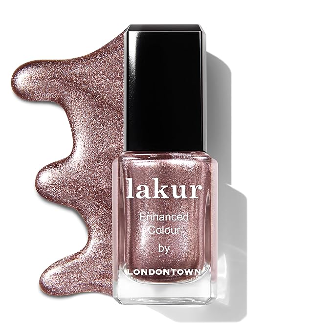 LONDONTOWN lakur Nail Polish - Chip-Resistant, Non-Toxic, Conditions & Hydrates Nails | Shimmery Metallic, Kissed by Rose Gold, .40 fl oz
