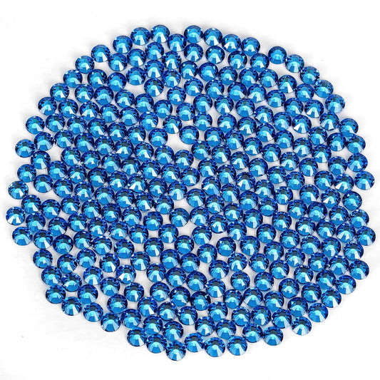Novani Rhinestones 3000Pcs Flatback Crystal Round Loose Gemstones Glass Rhinestones for Crafts Makeup Nail Art Clothes Shoes DIY Decorations(SS10, 2.7-2.9mm,Capri Blue)