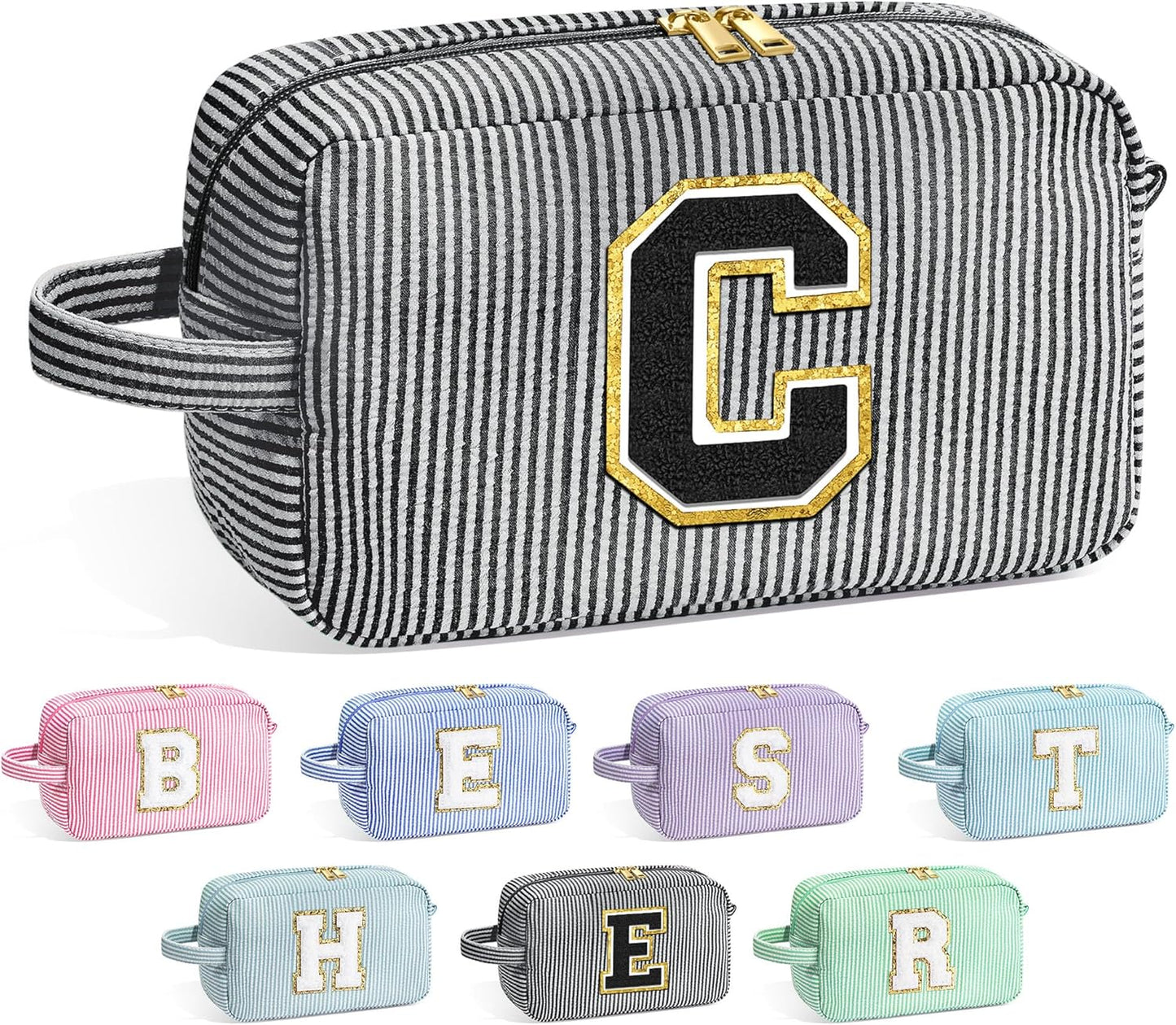 YOOLIFE Birthday Gifts for Mom, Mom Gifts from Daughter, Mother In Law Gifts, Mama Gift Idea, Personalized Gifts for Women, Initial Makeup Bag for Women C