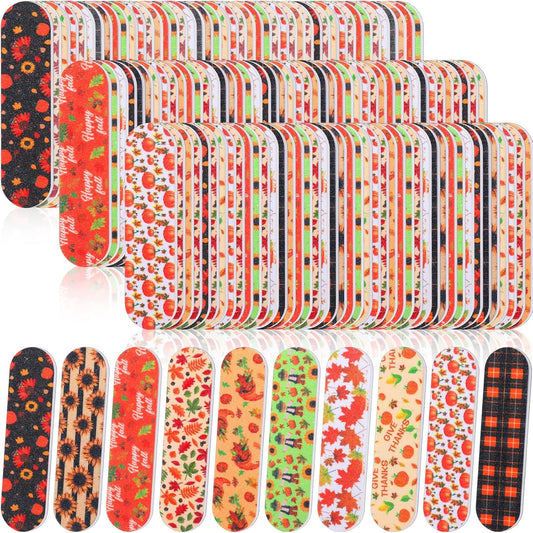 Lasnten 200 Pcs Thanksgiving Mini Nail Files Thanksgiving Gifts for Women Autumn Pumpkin Double Sided Emery Board Nail File Bulk Fall Harvest Pumpkin Manicure Tools for Party Favor Goodie Bag Filling