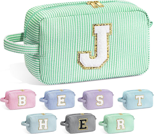 YOOLIFE Birthday Gifts for Women - 20th, 30th, 40th, 50th, 60th Birthday Gifts for Her Mom, Best Friend, Sister, Teacher - Monogram Initial Makeup Bag Cosmetic Bag