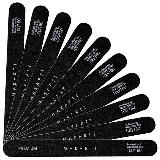 Makartt Nail File 100 180 Grit Emery Boards for Nails 10pcs Black Nail Files Professional Washable Doubled Sides Nail File Kit for Natural Acrylic Nails Coarse for DIY Salon Use