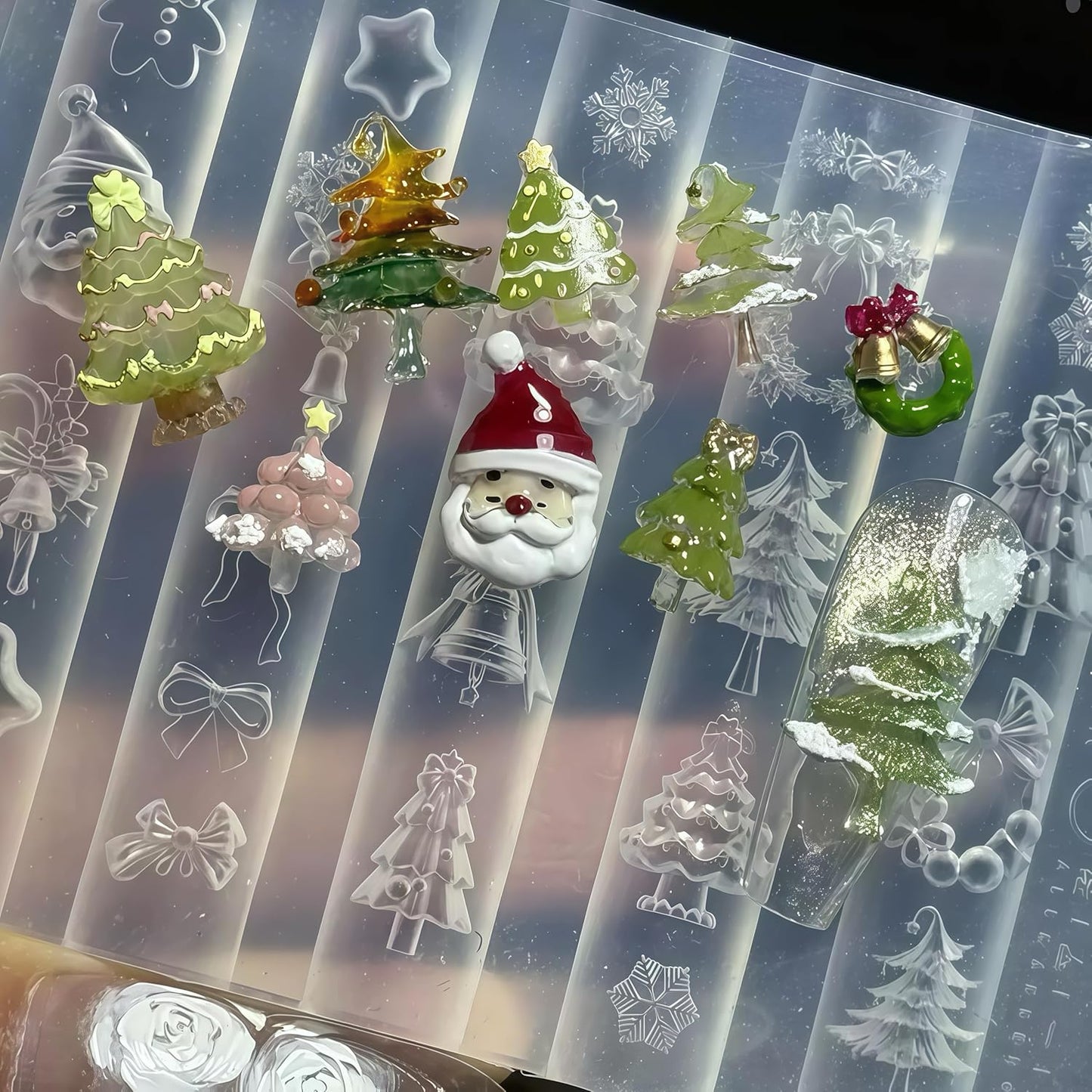 1 Pcs Christmas Silicone Nail Art Molds for Women Resin Nail Design