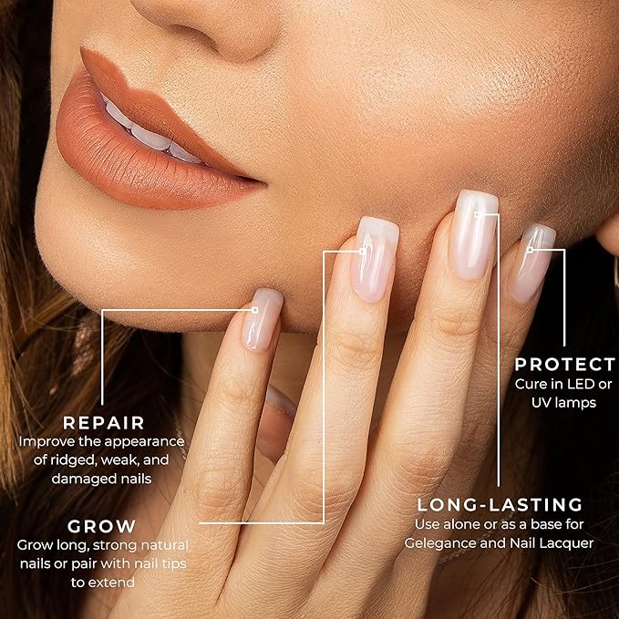 Tammy Taylor Plump Builder Gel Natural Nail Strengthener & Growth Hardener Repair Treatment Serum for Weak & Damaged Nails, Ridge Filler Base Coat Nail Polish, Clear Rubber Base, Endurecedor De Uñas