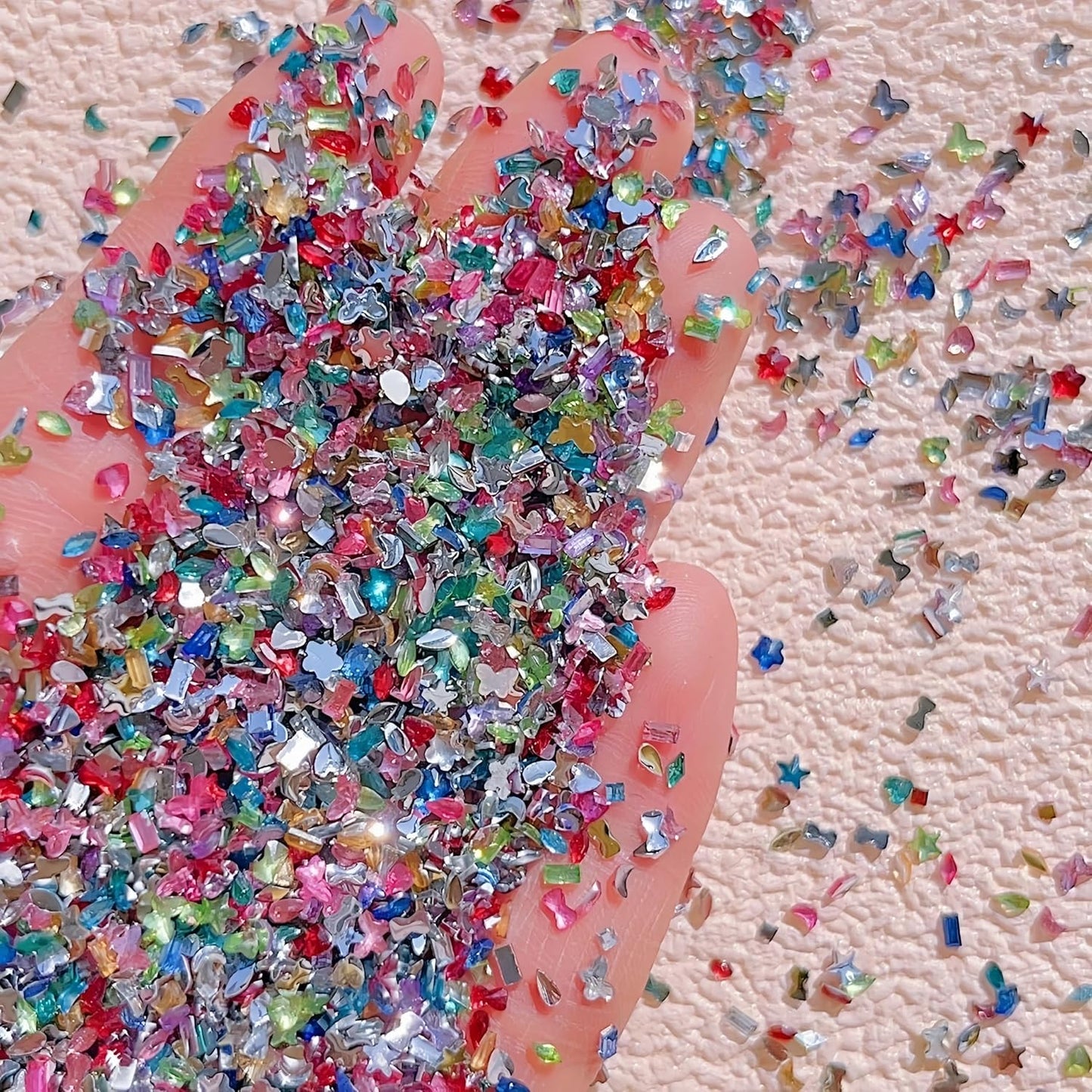 5000PCS Colorful Mini Rhinestones Nail Charms Multi Shape Crystal Flat Back Nail Gems 3D Kawaii Mini Moon Heart Star Flower Nail Diamonds Geometric Acrylic Nail Crafts for Women Girls Nail Supplies