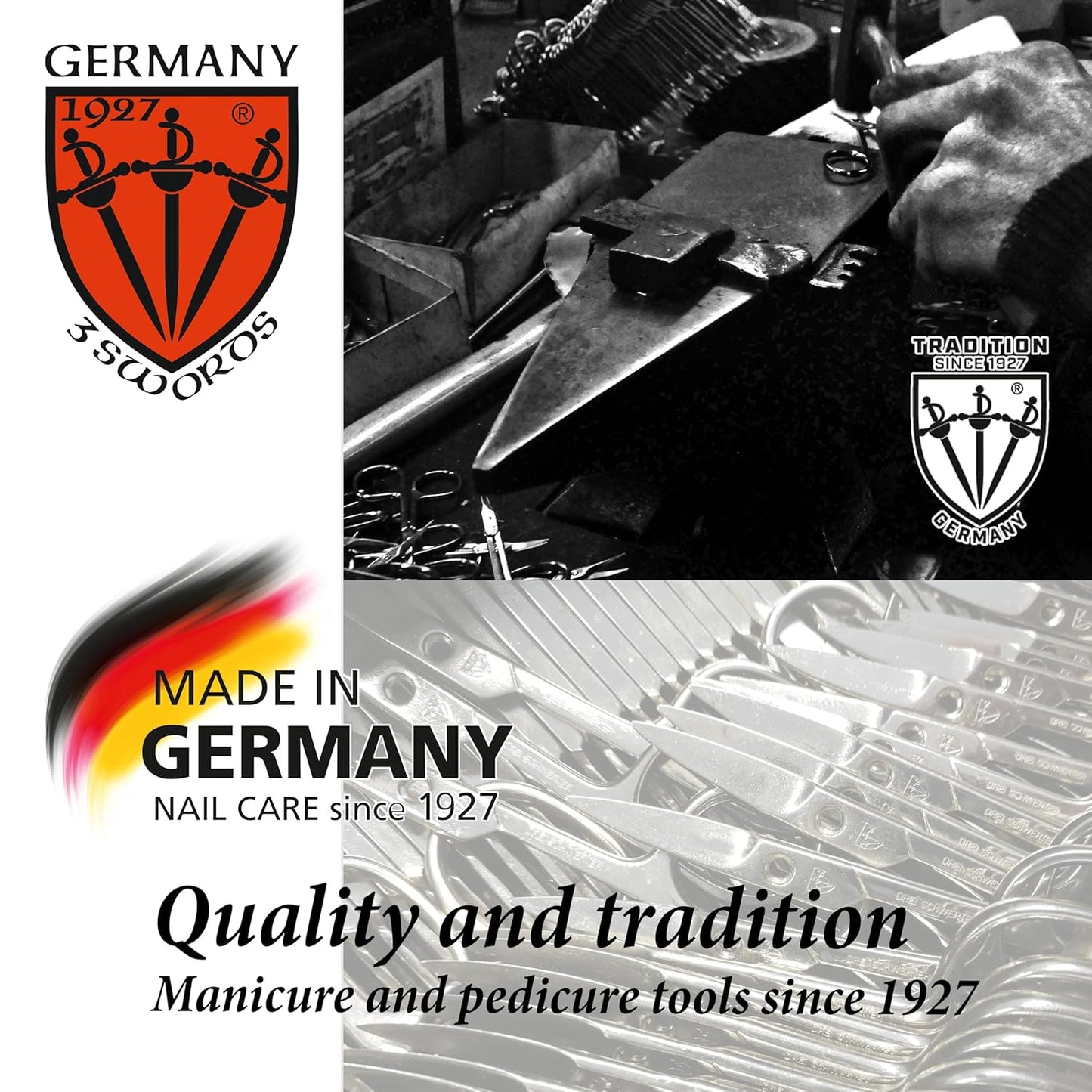 3 Swords Germany – Brand Quality 12 Piece Manicure Pedicure Grooming kit Set for Professional Finger & Toe Nail Care with Copper Synthetic Leather case - Made in Germany