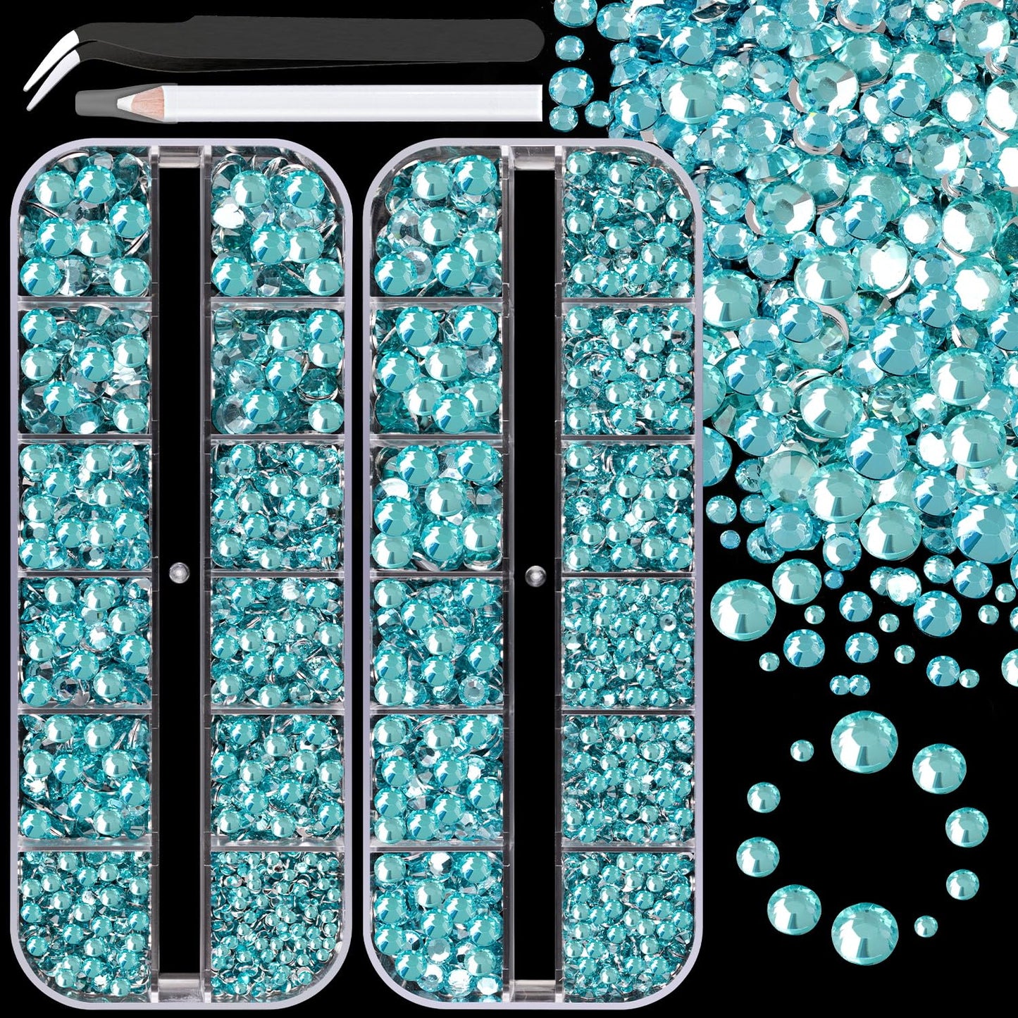 Resin Rhinestones for Crafting, 2 Boxes Lake Blue Flatback Crystals for Bedazzling Crafts DIY Nail Art Deco, Non Hotfix Bulk Gems for Tumbler Shoes Clothing Fabric Face Makeup