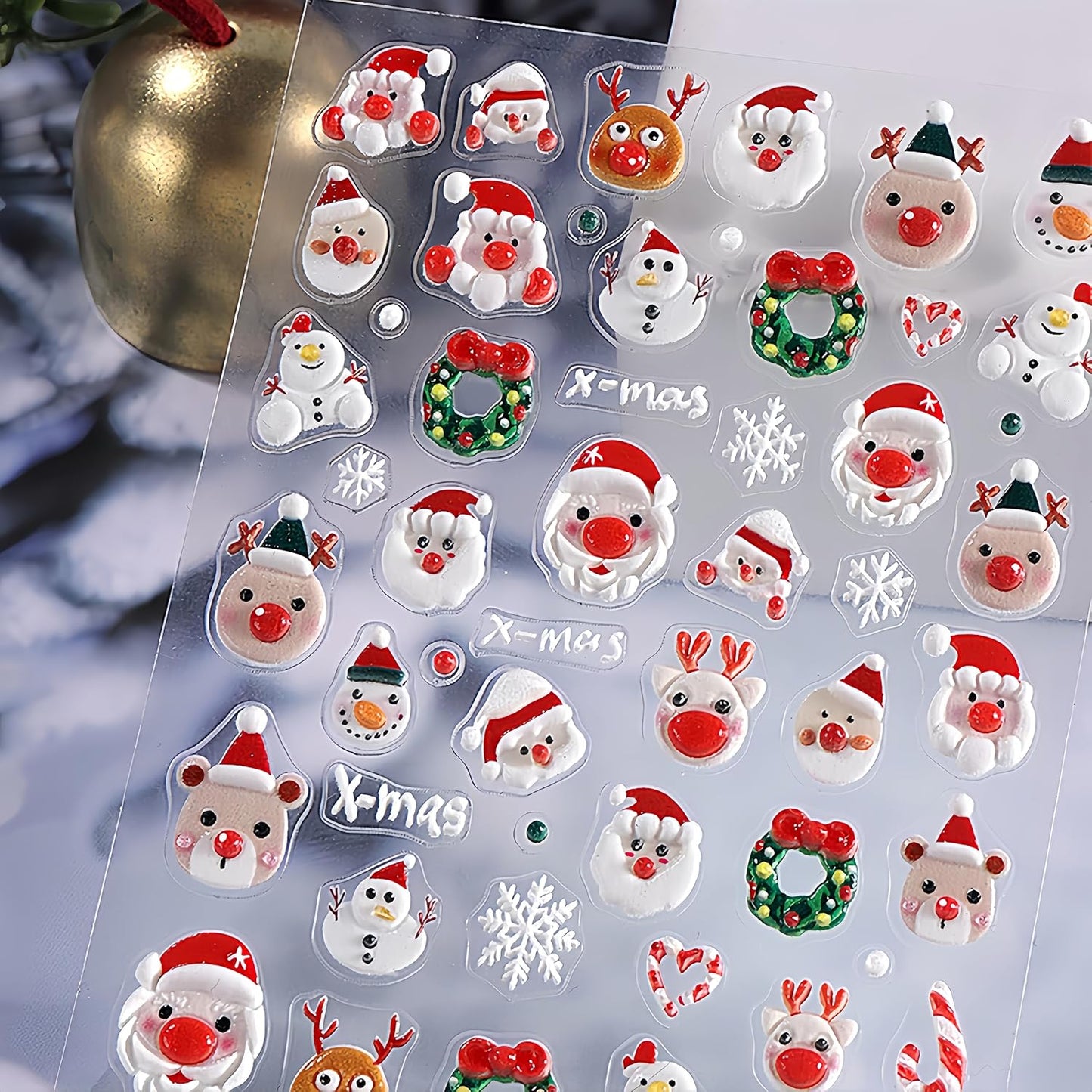 Christmas Nail Art Stickers 5D Exquisite Embossed Nail Decals Christmas Tree Santa Claus Snowflake Xmas Nail Design Winter Nail Supplies Christmas Holiday Nail Decorations for Women Girls 1 Sheets