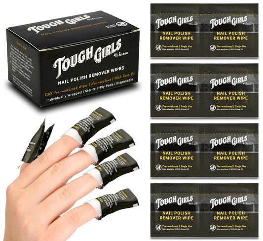 | Nail Polish Remover Wipes | 100% Non-Acetone | Secure Adhesive Strip | Rose Oil | Pre-moistened 2-Ply (100 Pack)