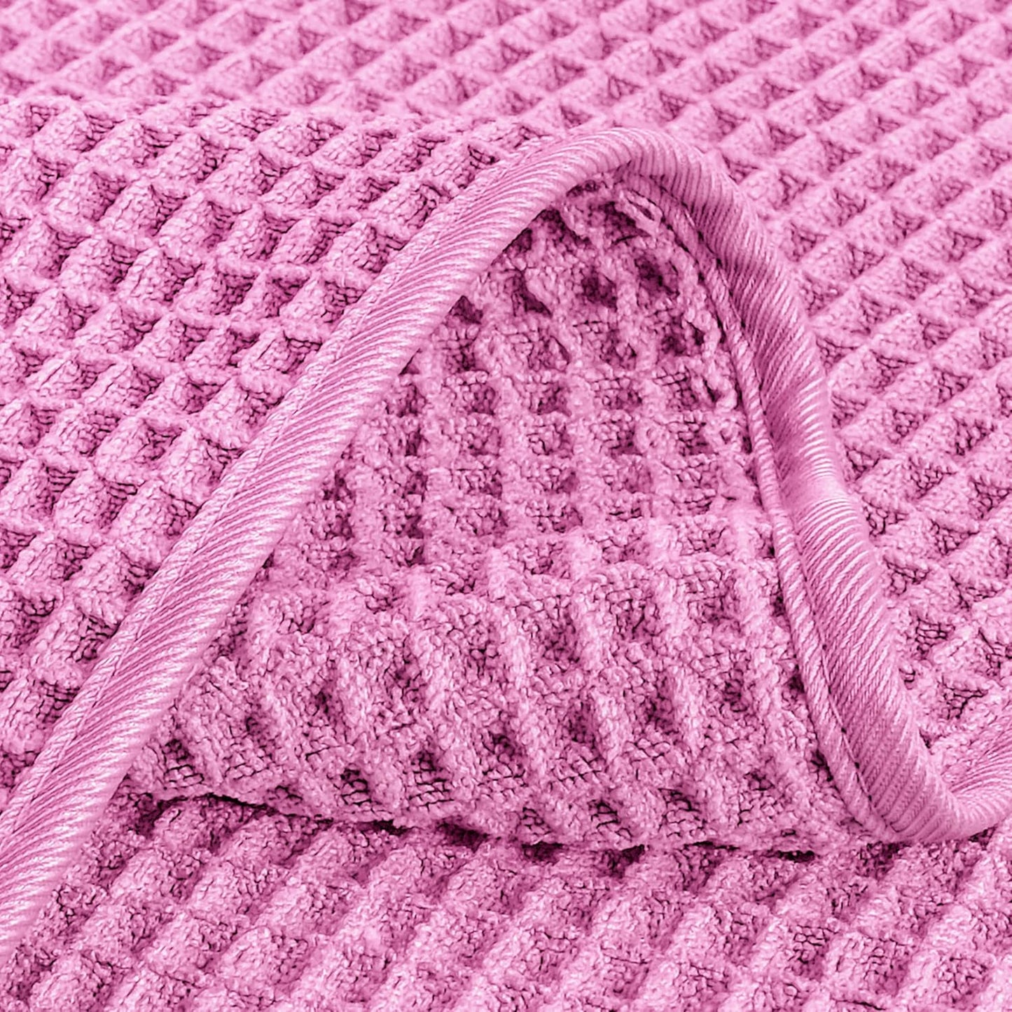 POLYTE Microfiber Lint Free Washcloth Face Towel, 13 x 13 in, 4 Pack (Waffle Weave)