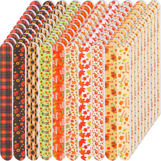 100 Pcs Thanksgiving Nail Files Gift Bulk for Women Fall Nail Files 7 Inch Large 180 Grit Double Sided Emery Boards for Natural Nails Fall Harvest Manicure Tools for Adults Party Supplies