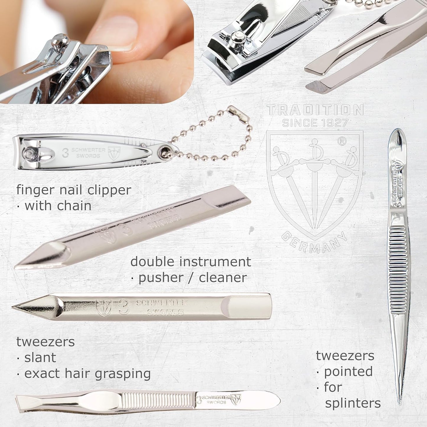 3 Swords Germany Men's Travel Set – Nail Scissors, Razor and much more in Compact Case, Ideal for Travel and Grooming On the Go